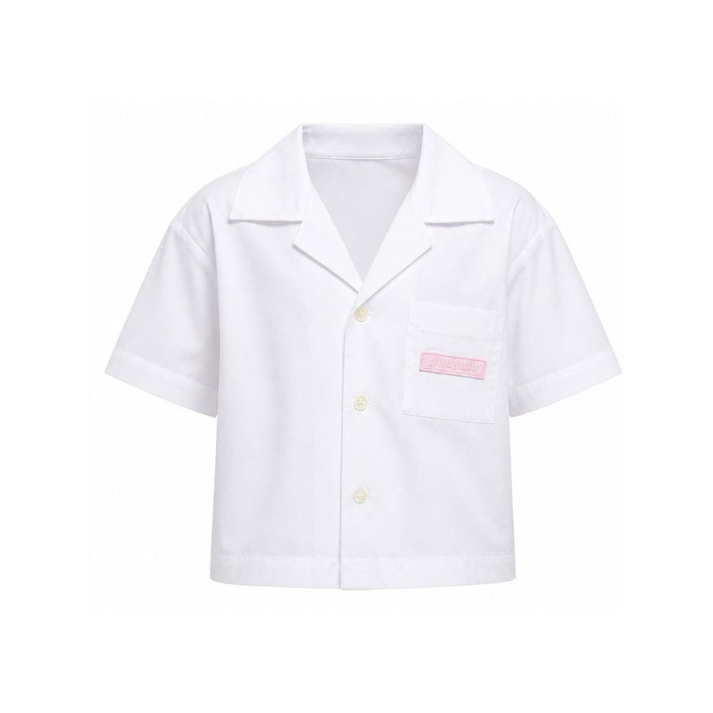 Camicia per bambina Palm Angels Kids bianca con taschino sul petto PGGG001S26FAB002 002 PALM ANGELS KIDS