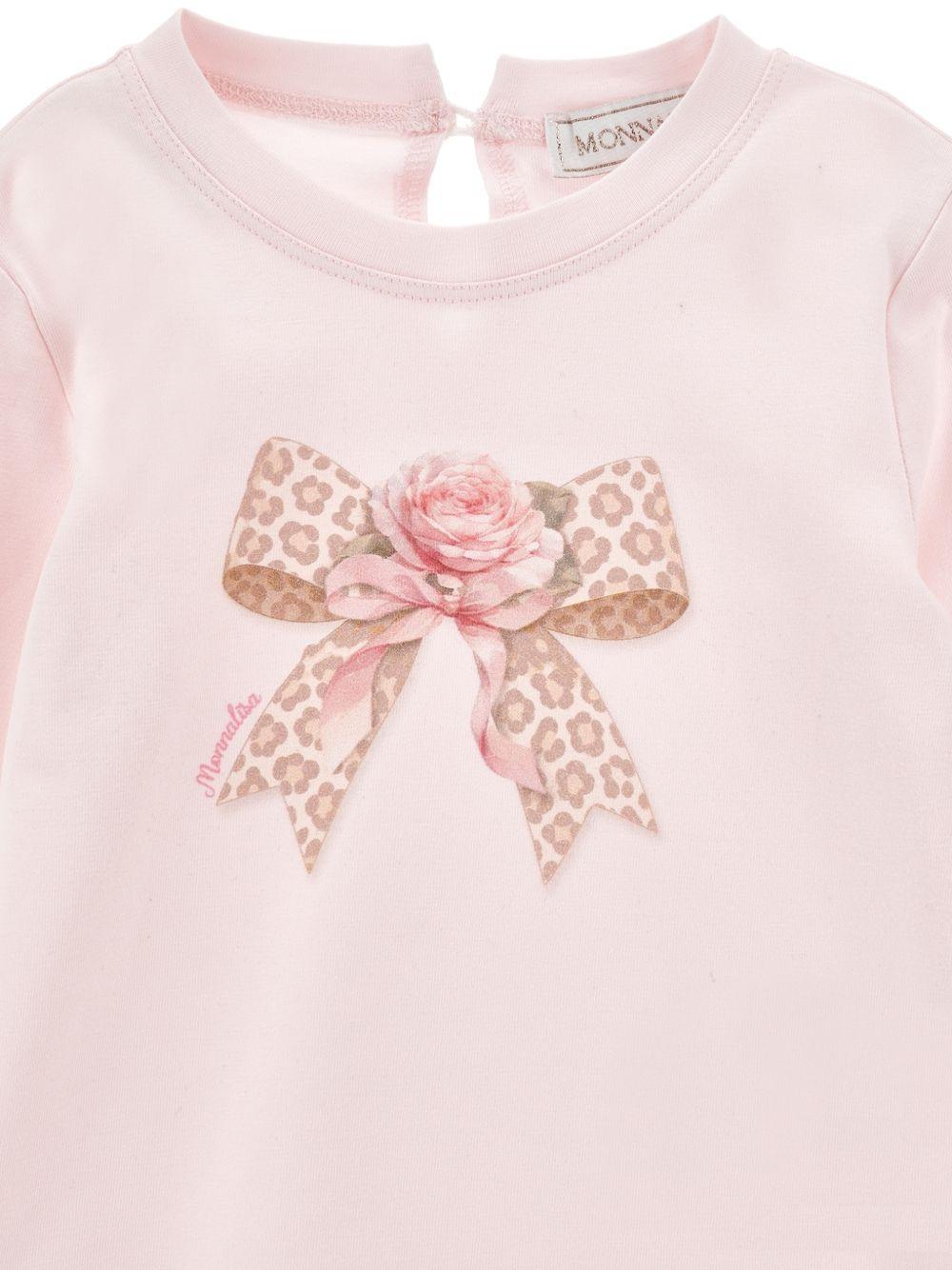 T-shirt per neonata Monnalisa Kids rosa con stampa fiocco sul davanti 39H600 8002 0091 MONNALISA KIDS