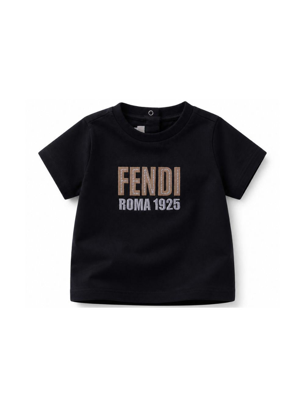T-shirt per neonato Fendi Kids blu con logo sul davanti BUI111 7AJ F0QG0 FENDI KIDS