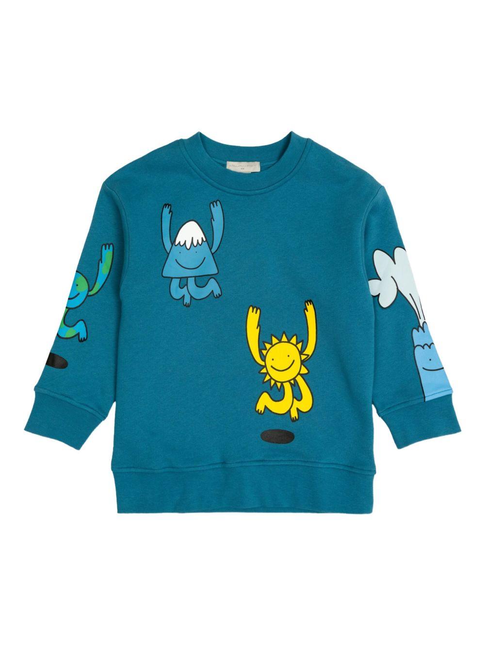 Felpa per bambino Stella McCartney Kids blu con stampa grafica cartoon TX4P70 Z0453 60P STELLA McCARTNEY KIDS