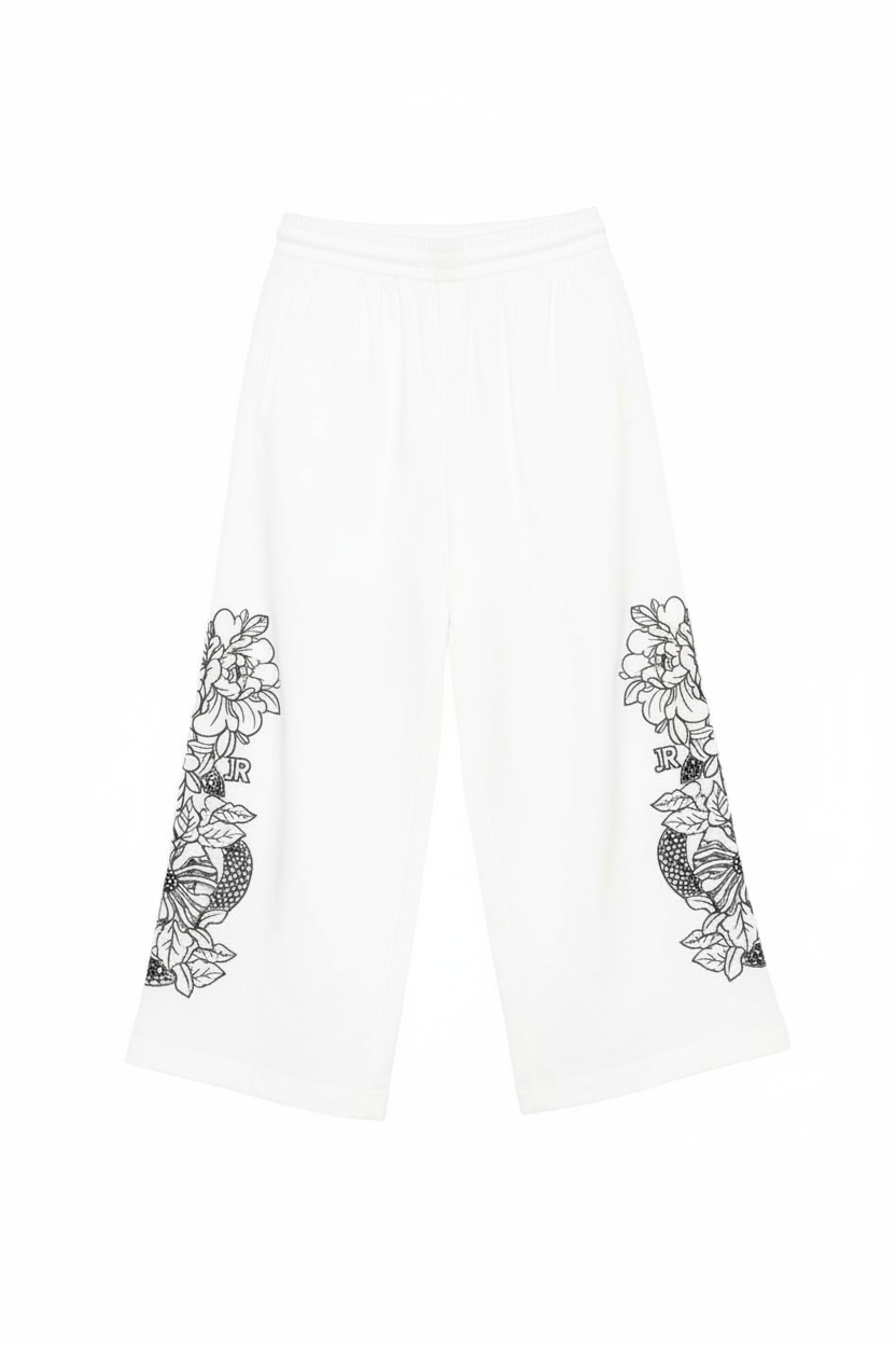 Pantaloni per bambina Jhon Richmond bianchi con stampa floreale RGP26127PA WHITE JOHN RICHMOND JUNIOR