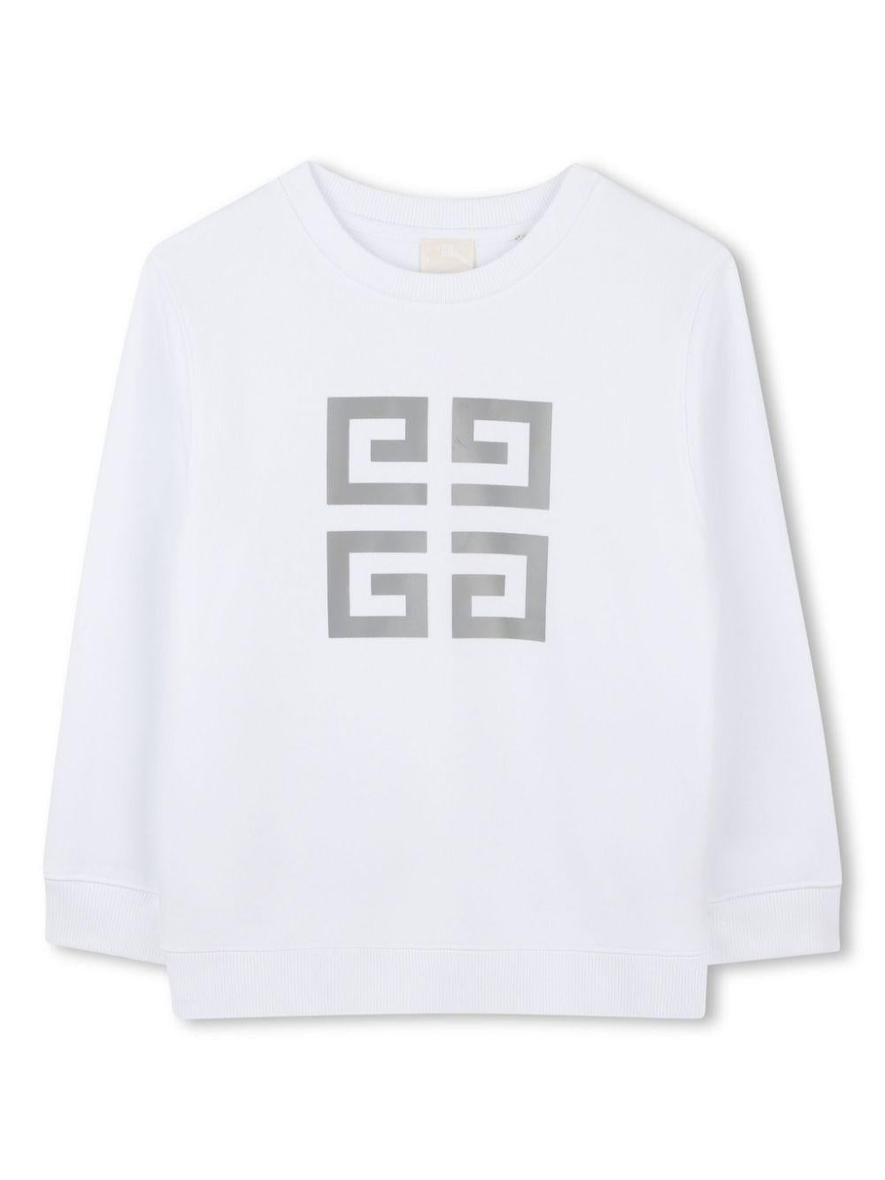 Felpa con motivo 4G per bambino Givenchy Kids bianco con girocollo H30695 10P GIVENCHY KIDS