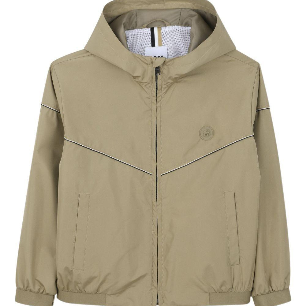 Giubbino da bambino Boss Kids beige con cappuccio e zip J52996 295 BOSS KIDS