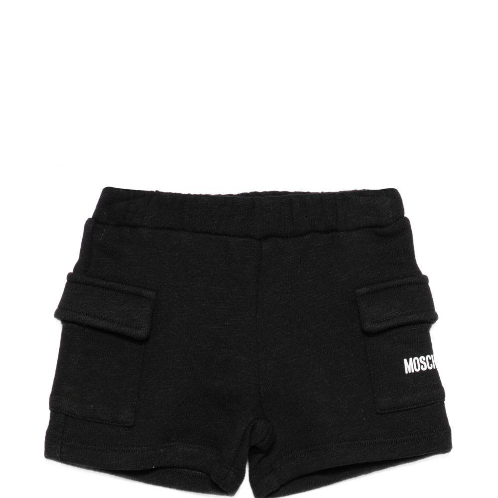 Shorts per neonato Moschino Kids neri con tasche applicate MUQ01VLCA88 60100 MOSCHINO KIDS