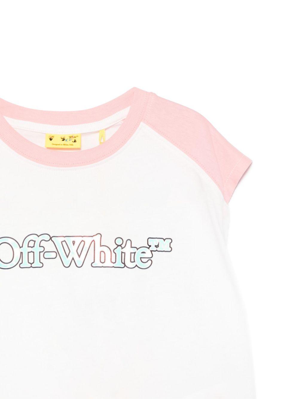 T-shirt con stampa logo per bambina Off-White Kids bianco con girocollo OGAC001S25JER001 0172 OFF WHITE KIDS