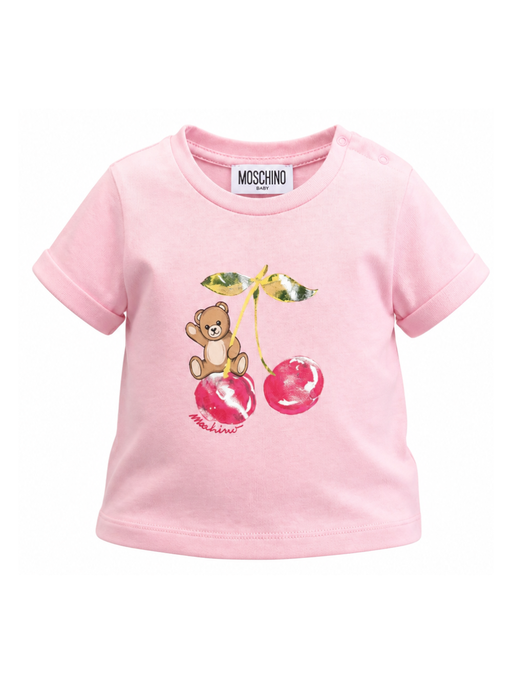 T-shirt per neonati Moschino Kids rosa con stampa Teddy Bear MDM03TLAA02 51473 MOSCHINO KIDS
