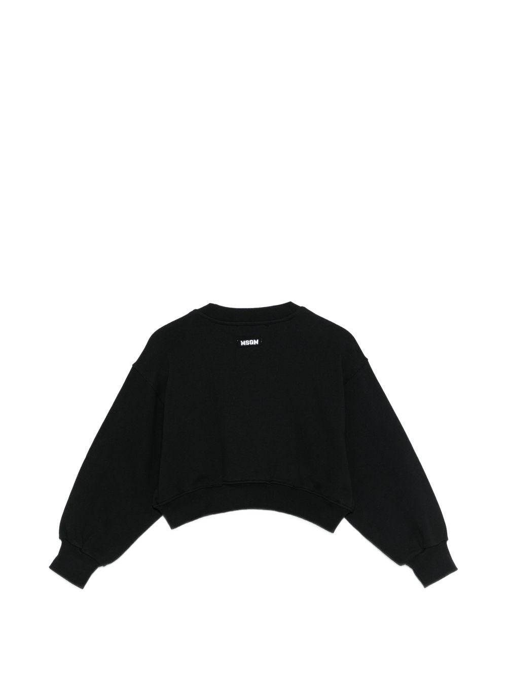 Felpa per bambina MSGM Kids nera con applicazione logo S6MSJGSW079 110 MSGM KIDS