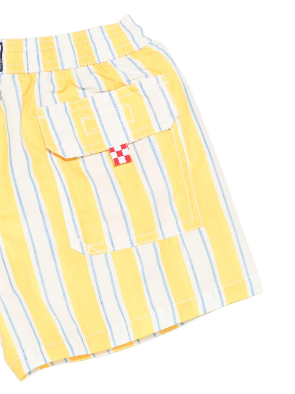 Costume da bagno Syros Jr. per bambino MC2 Saint Barth Kids bianco e giallo con motivo a righe SYR0002 04049L MC2 ST. BARTH KIDS
