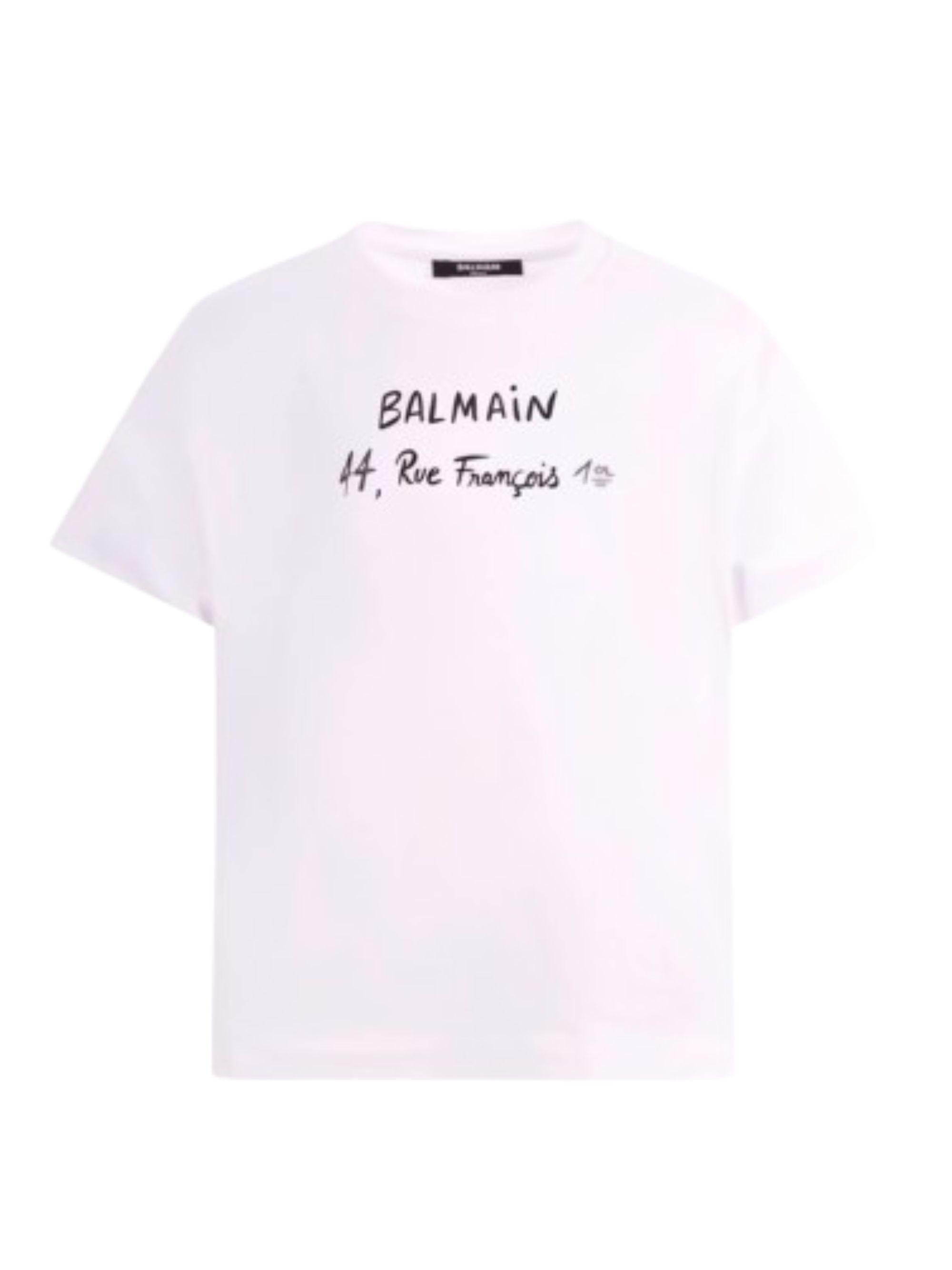 T-shirt per bambino Balmain Kids bianca con logo sul davanti BY8B11 Z3672 100NE BALMAIN KIDS