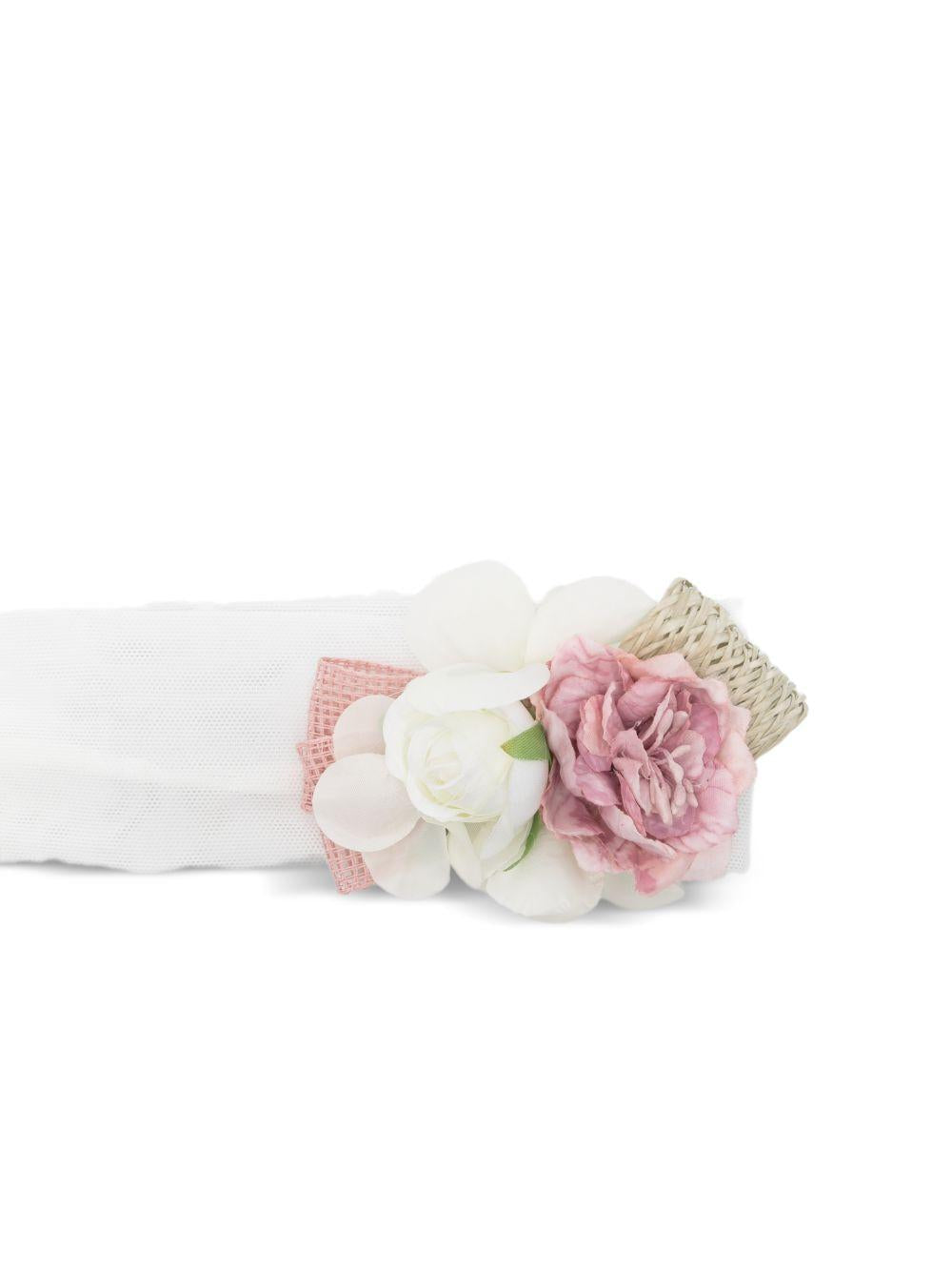 Fascia per neonata Colorichiari bianca con dettaglio fiori FN978558 AF801 84 COLORICHIARI KIDS