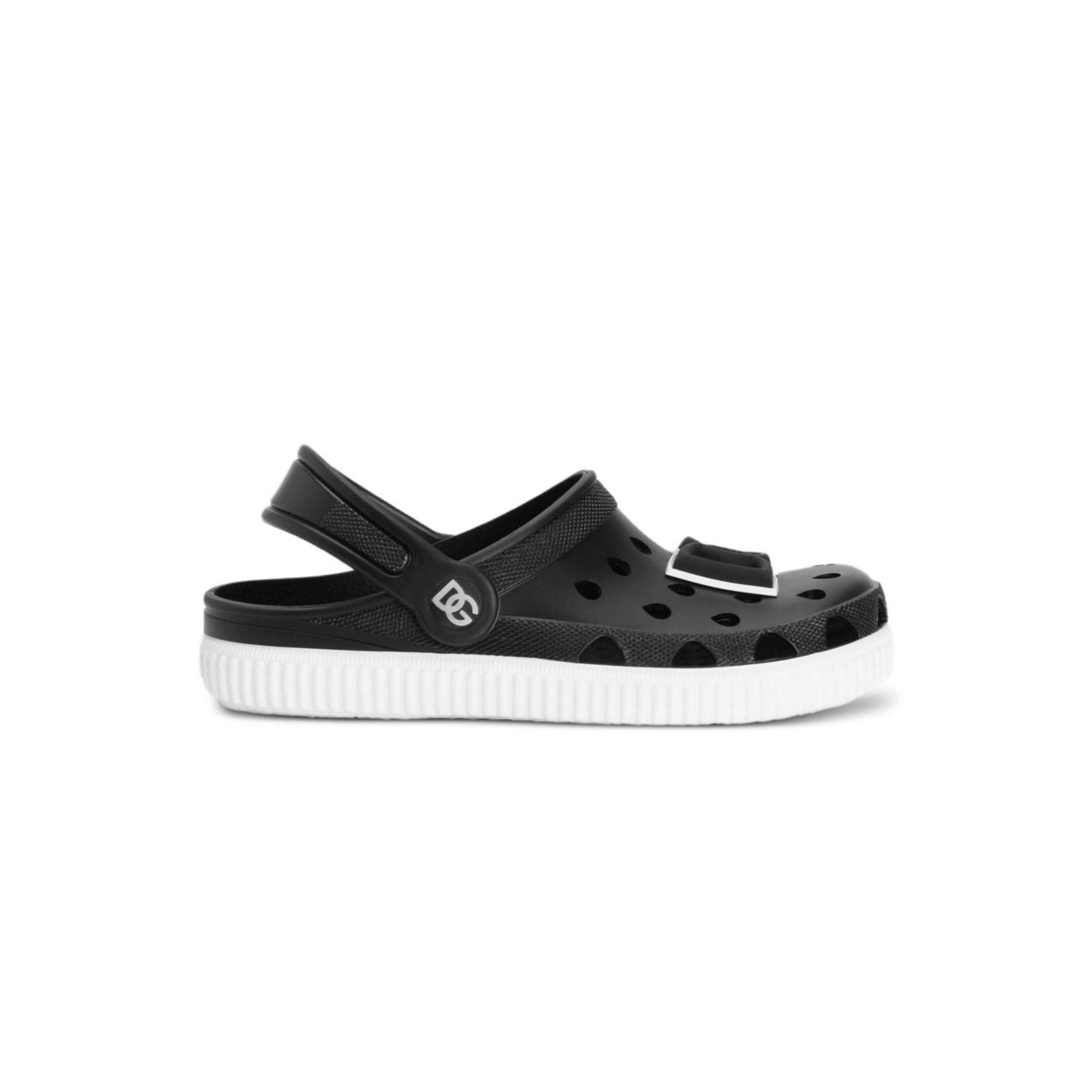 Sandali per bambini Dolce & Gabbana Kids neri con applicazione logo sul davanti DN0213 AT079 80999 DOLCE & GABBANA KIDS