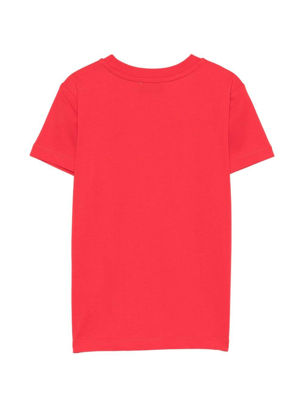 T-shirt per bambini Moschino Kids rossa con ricamo Teddy Bear HTM058LAA24 50109 MOSCHINO KIDS