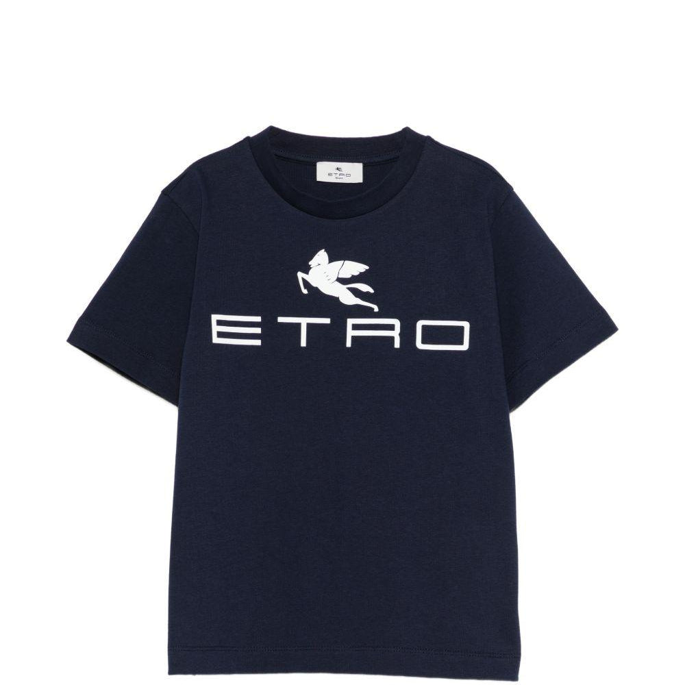 T-shirt per bambino Etro Kids blu navy con dettaglio logo GY8Q11 Z3672 617 ETRO KIDS