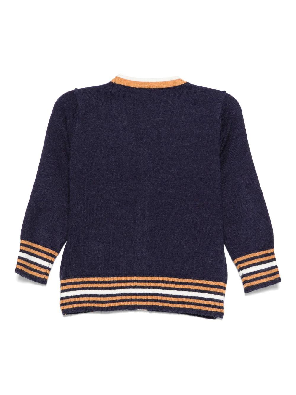 Cardigan per neonato TRUSSARDI JUNIOR blu con dettaglio a righe TIA25078CD PEACOAT TRUSSARDI JUNIOR
