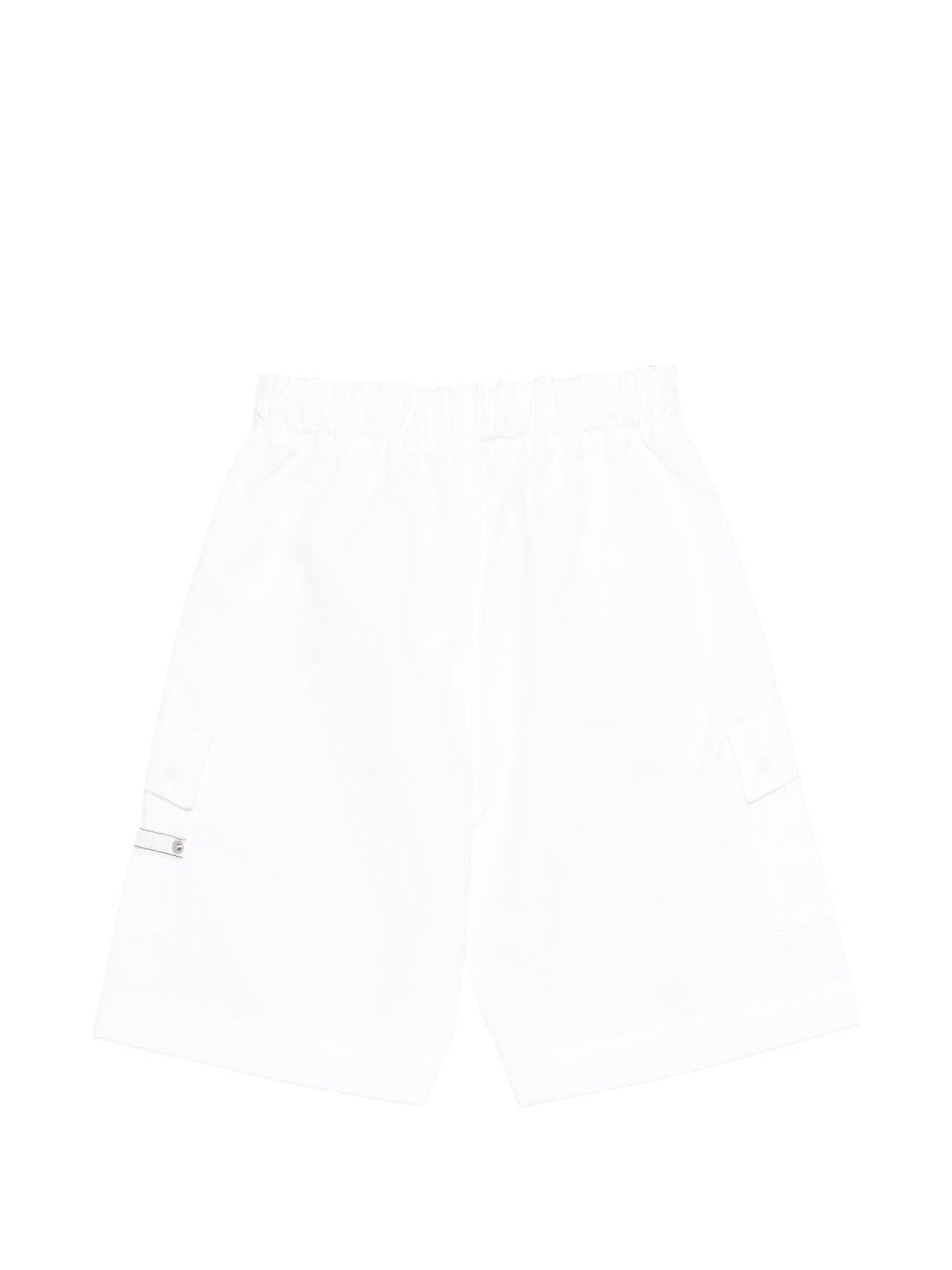 Shorts cargo per bambino Moschino Kids bianco con dettaglio logo HUQ02ILLA14 10101 MOSCHINO KIDS