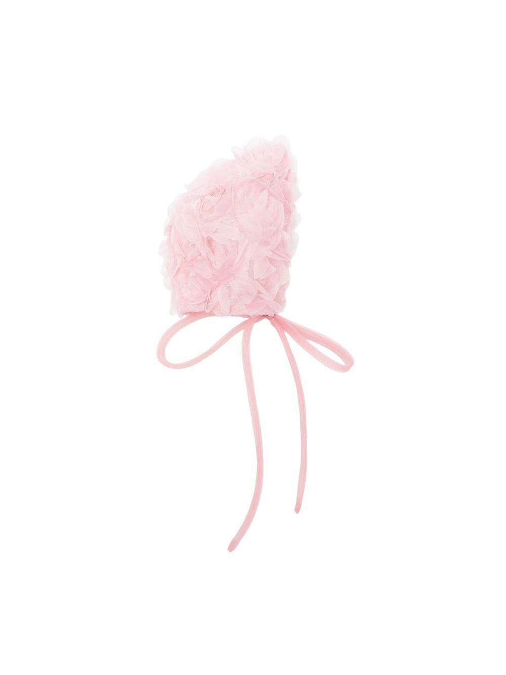Cappello per neonata La Stupenderia rosa con dettagli floreali 2CBCP54 X05 LA STUPENDERIA