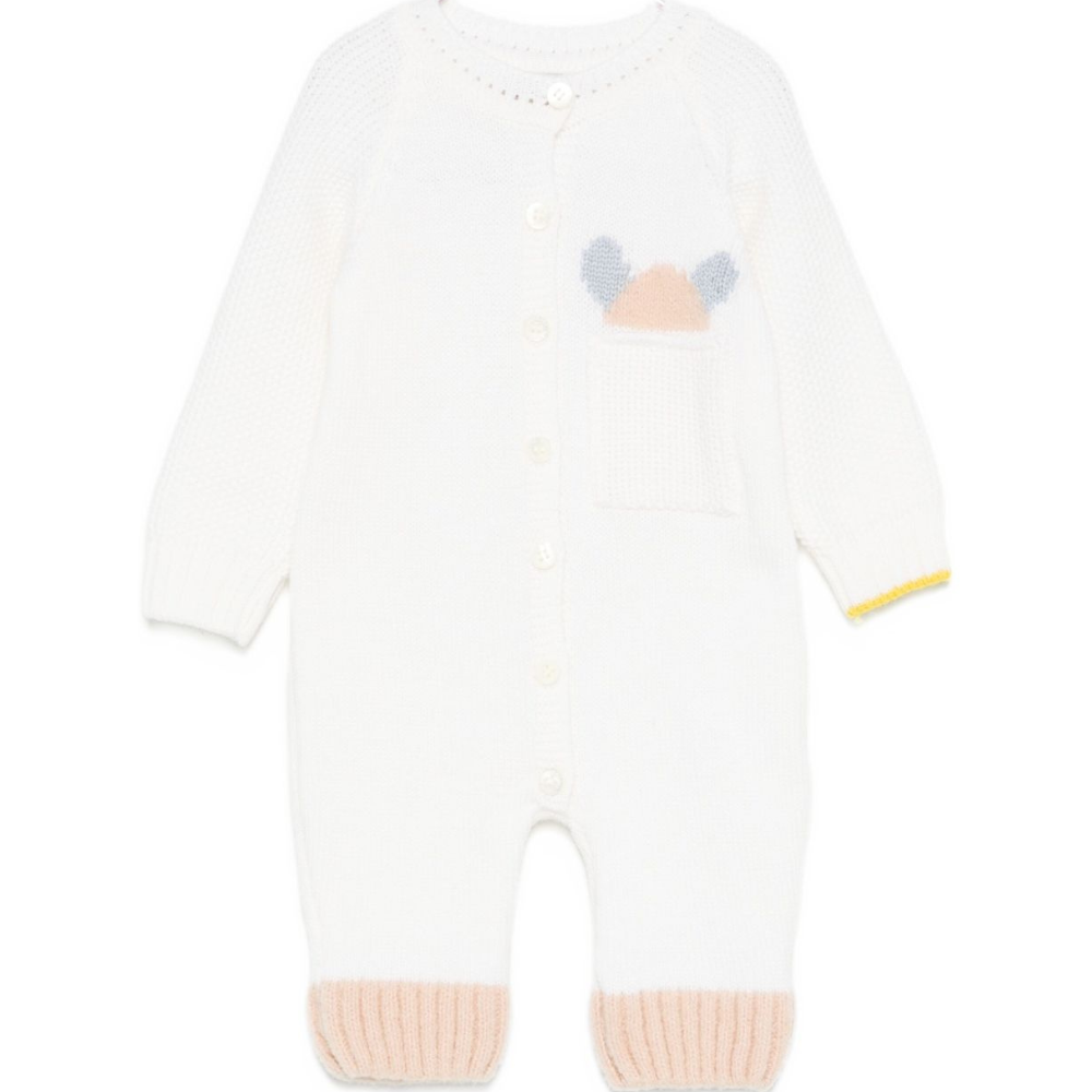 Tutina per neonata Gensami Kids bianco con tasca sul petto TU-PEEKABOO-WE WHITE/BLUE GENSAMI