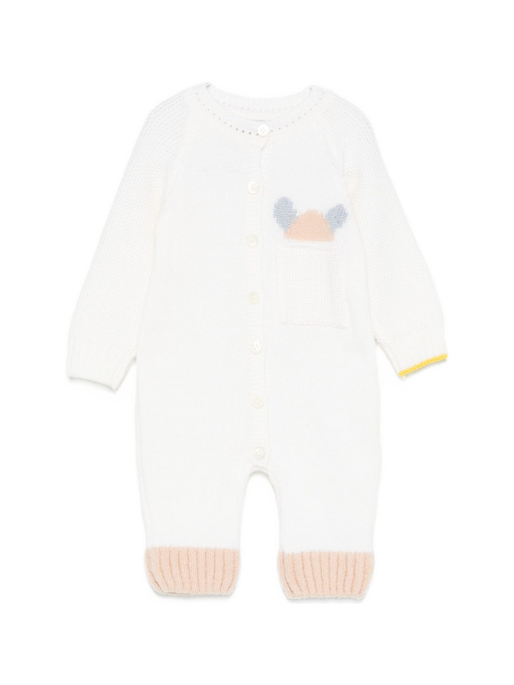 Tutina per neonata Gensami Kids bianco con tasca sul petto TU-PEEKABOO-WE WHITE/BLUE GENSAMI