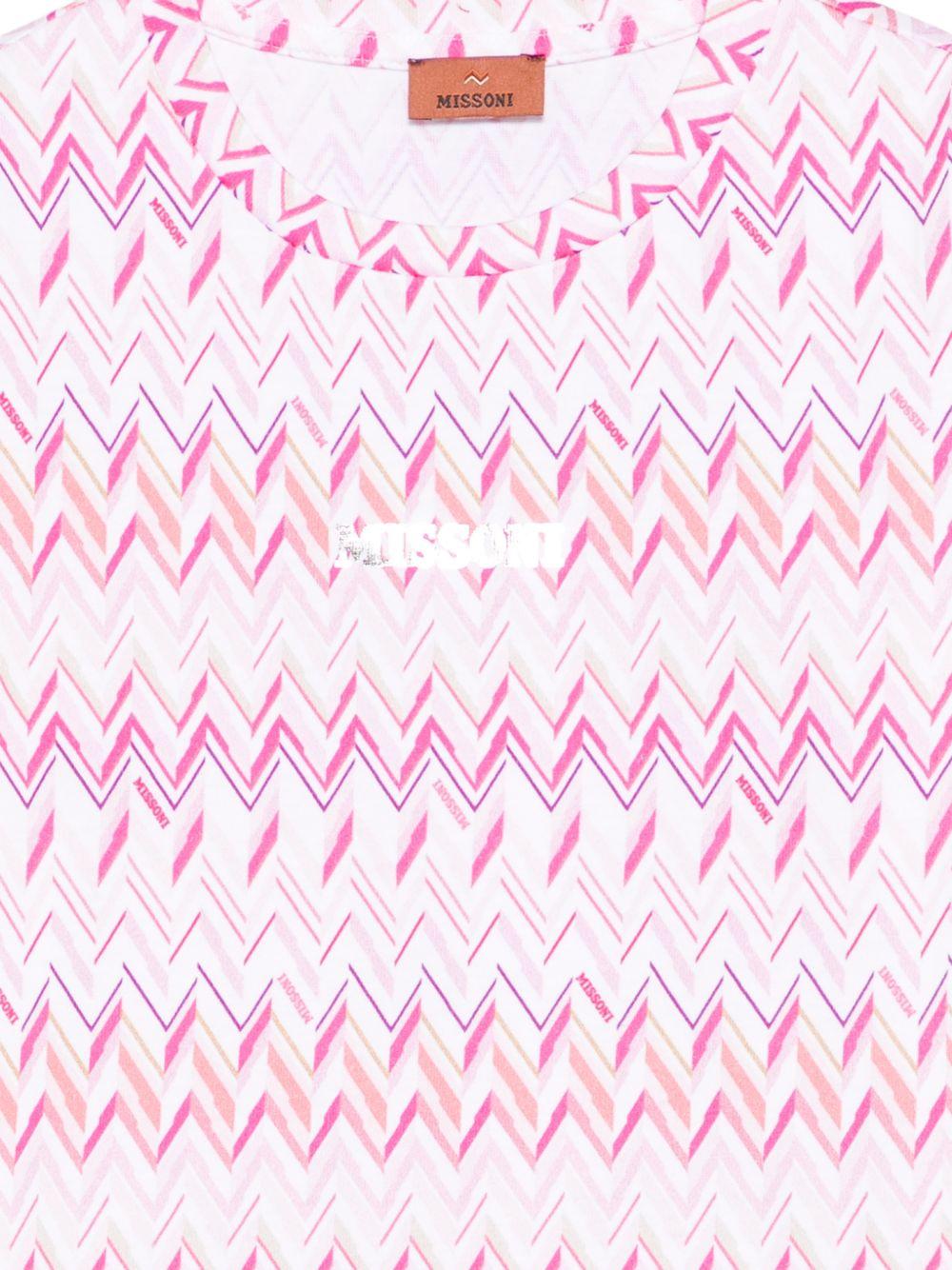 T-shirt per bambina Missoni Kids rosa con motivo a zigzag MY8A71 Z3676 100FU MISSONI KIDS