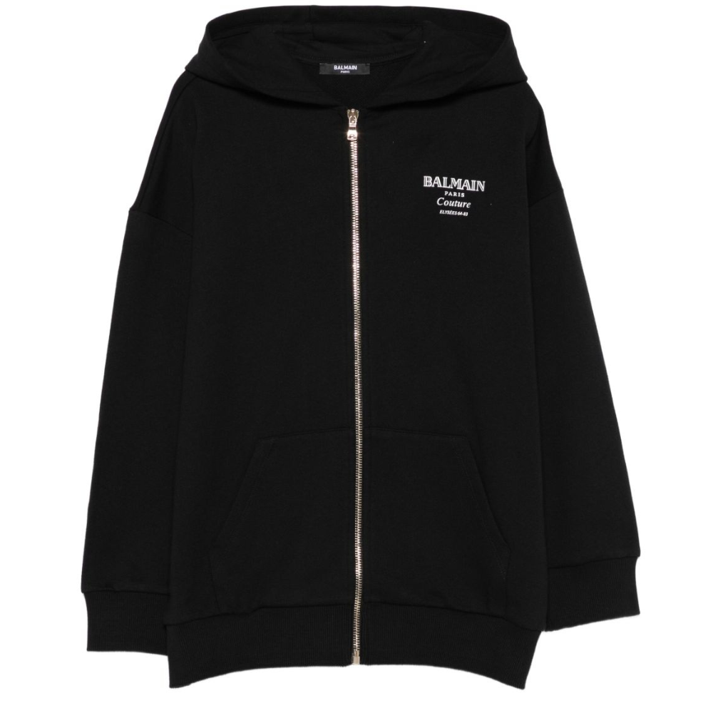 Felpa per bambino Balmain Kids nera con chiusura con zip BX4P50 Z3183 930BC BALMAIN KIDS