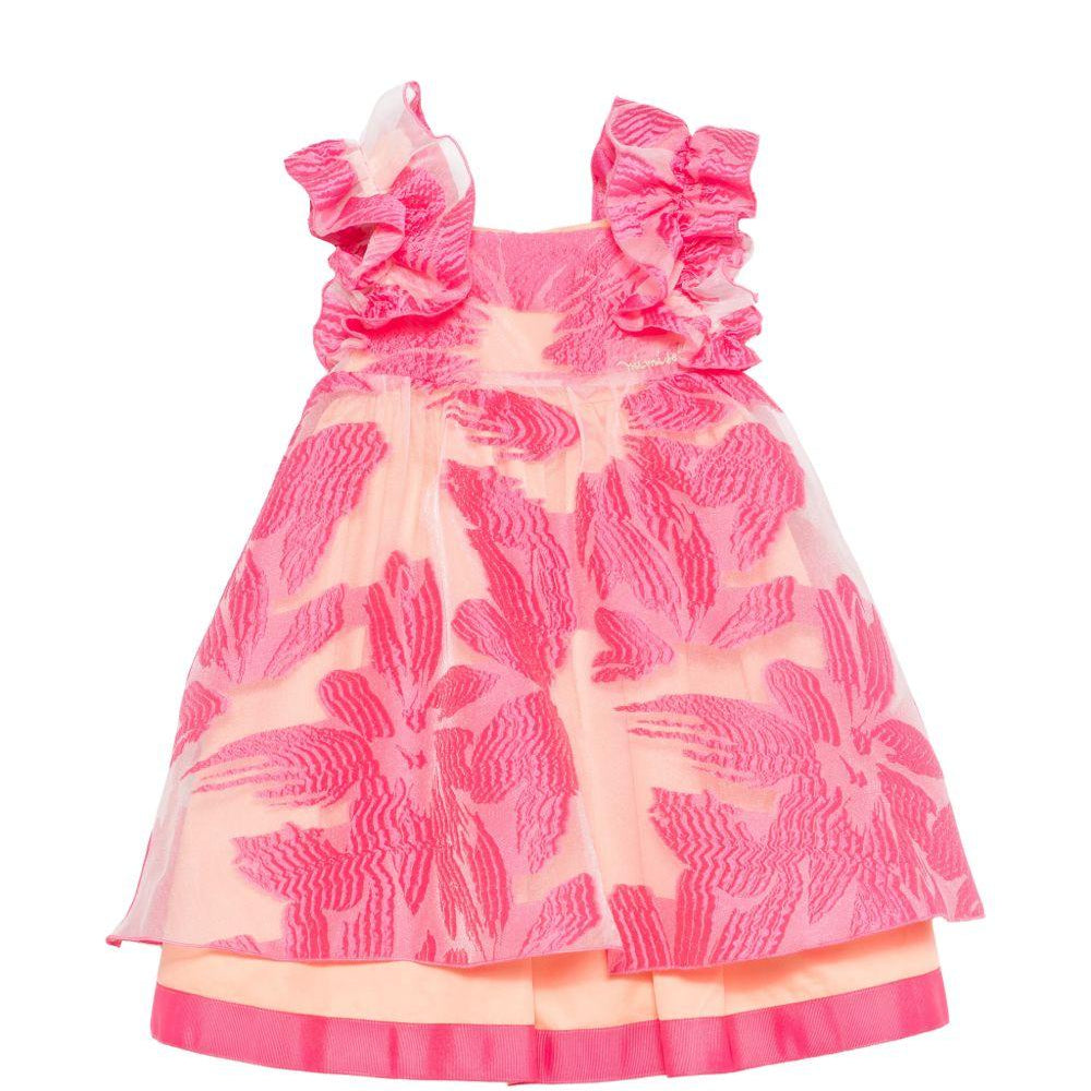 Abito per bambina Mi Mi Sol fucsia con bretelle con ruches MFAB764TS1090 FCS MIMISOL KIDS