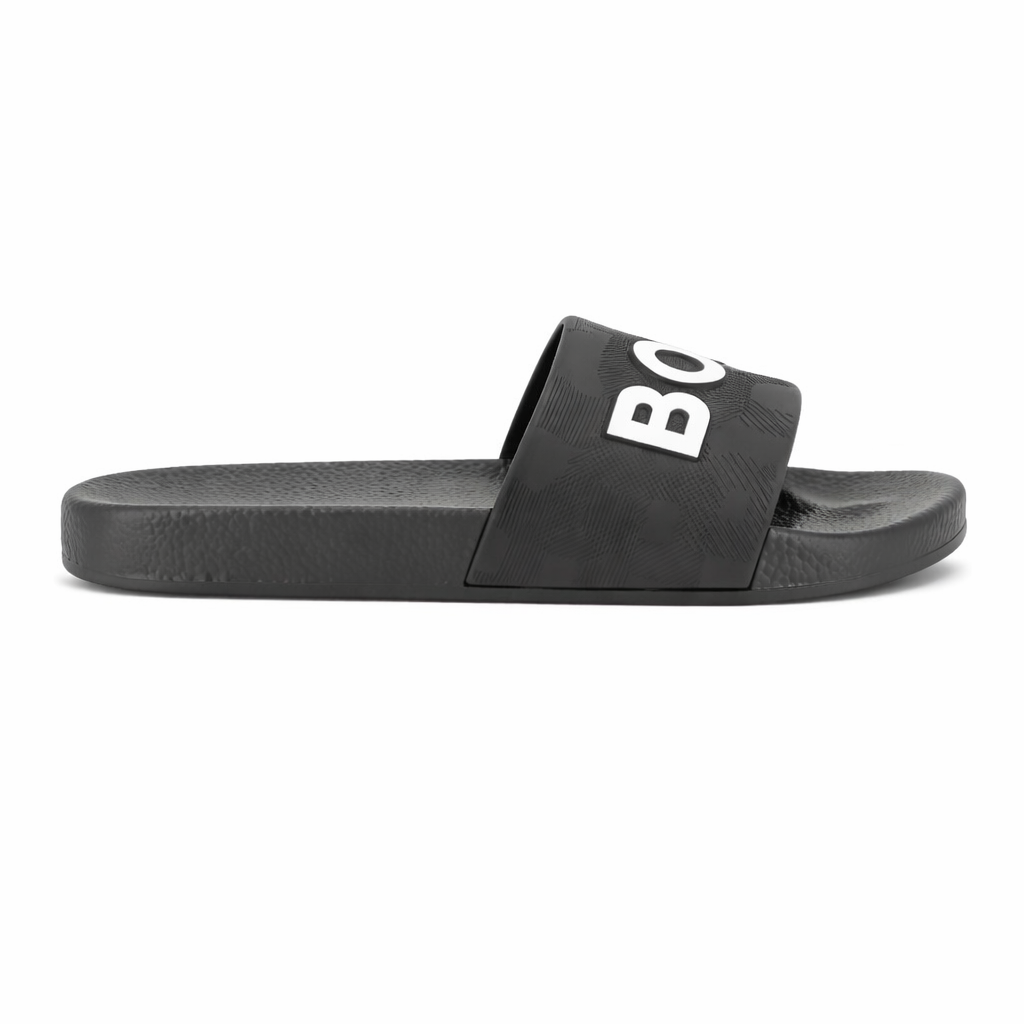 Sandali per bambino Boss Kids neri con logo groffato J52669 09B BOSS KIDS