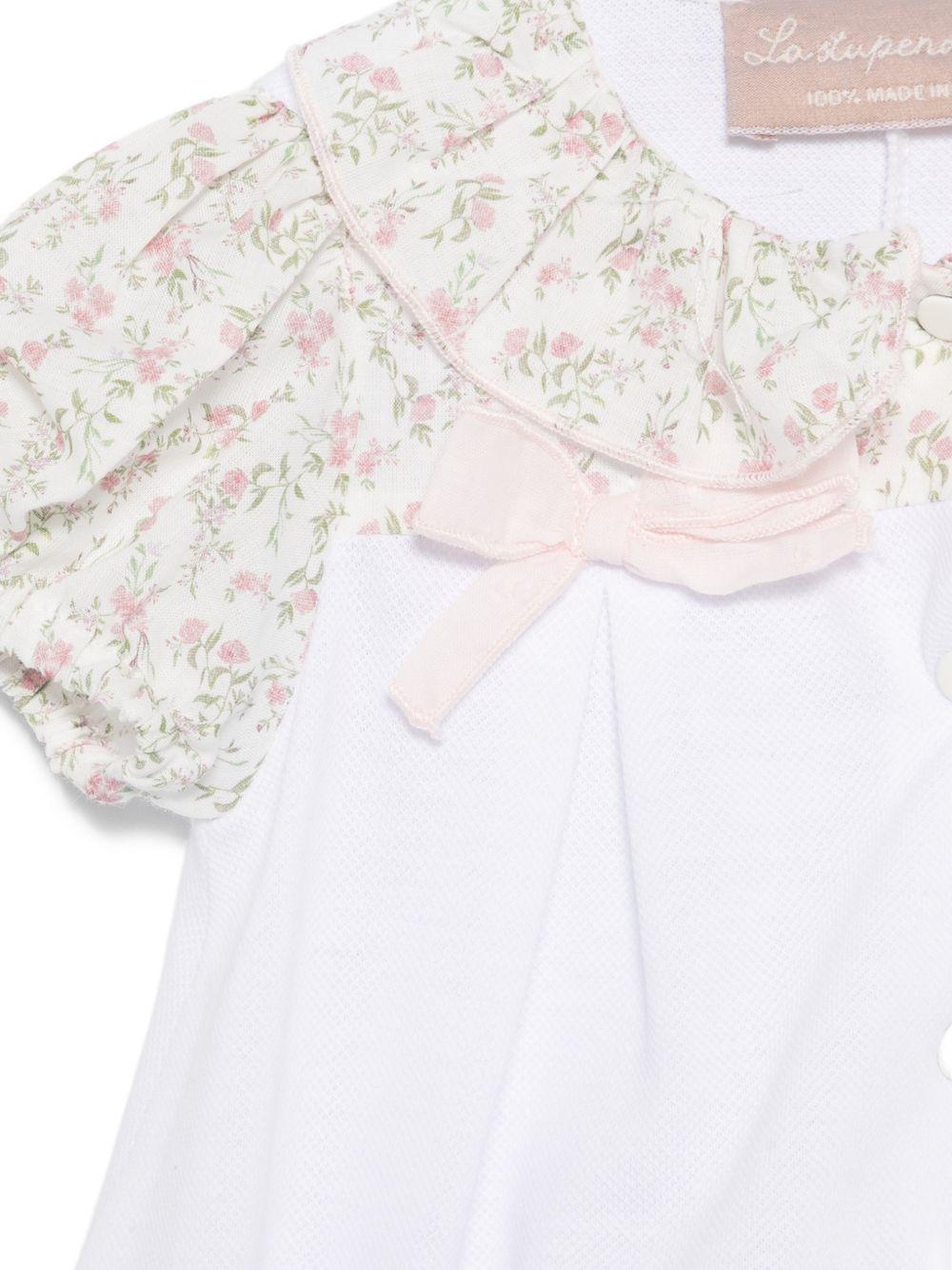 Tutina per neonata La Stupenderia bianca con stampa floreale 2TBTT58 T74 LA STUPENDERIA
