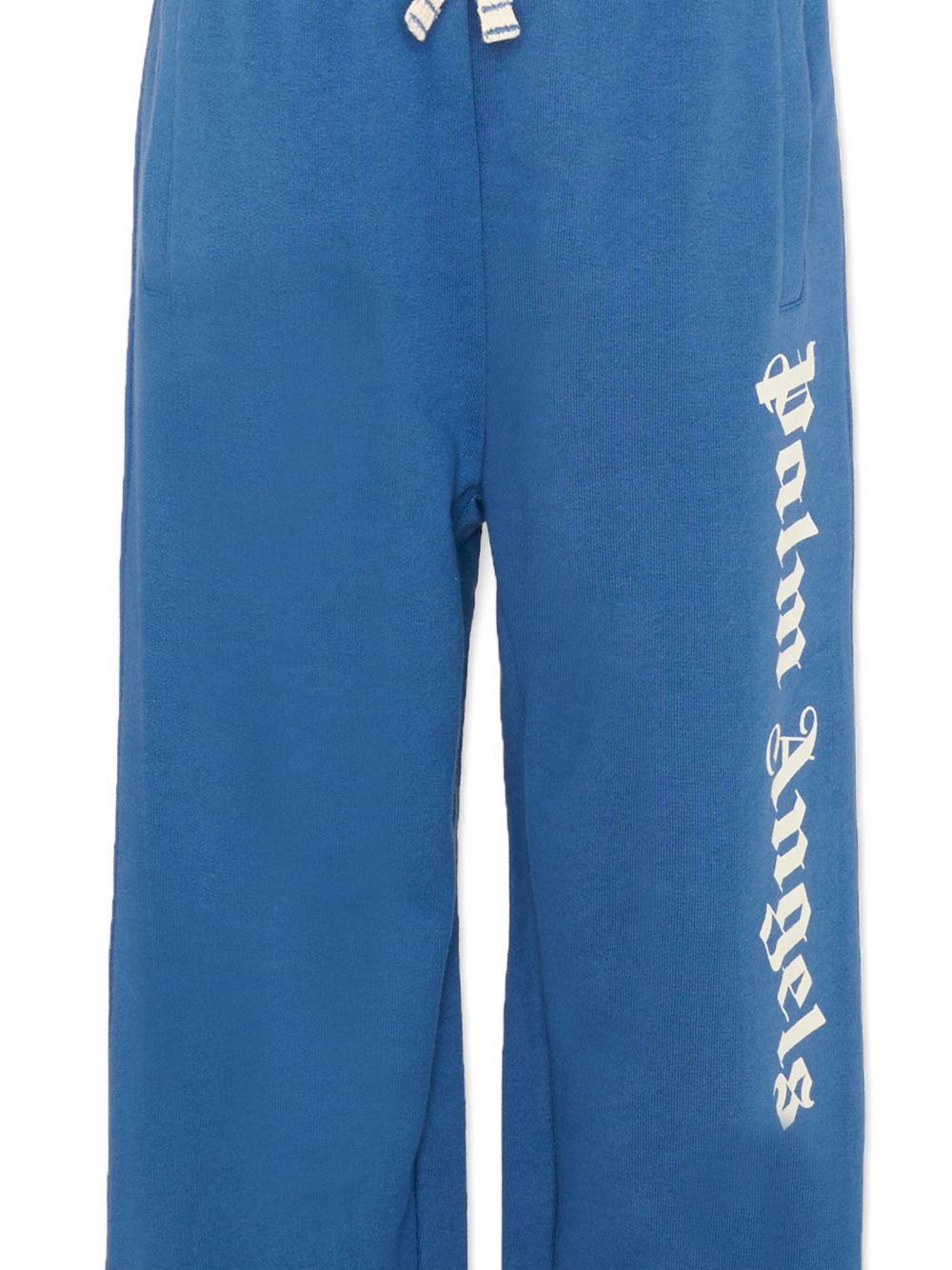 Pantaloni sportivi per bambino Palm Angels Kids blu con logo laterale PBCH008S26FLE001 060 PALM ANGELS KIDS