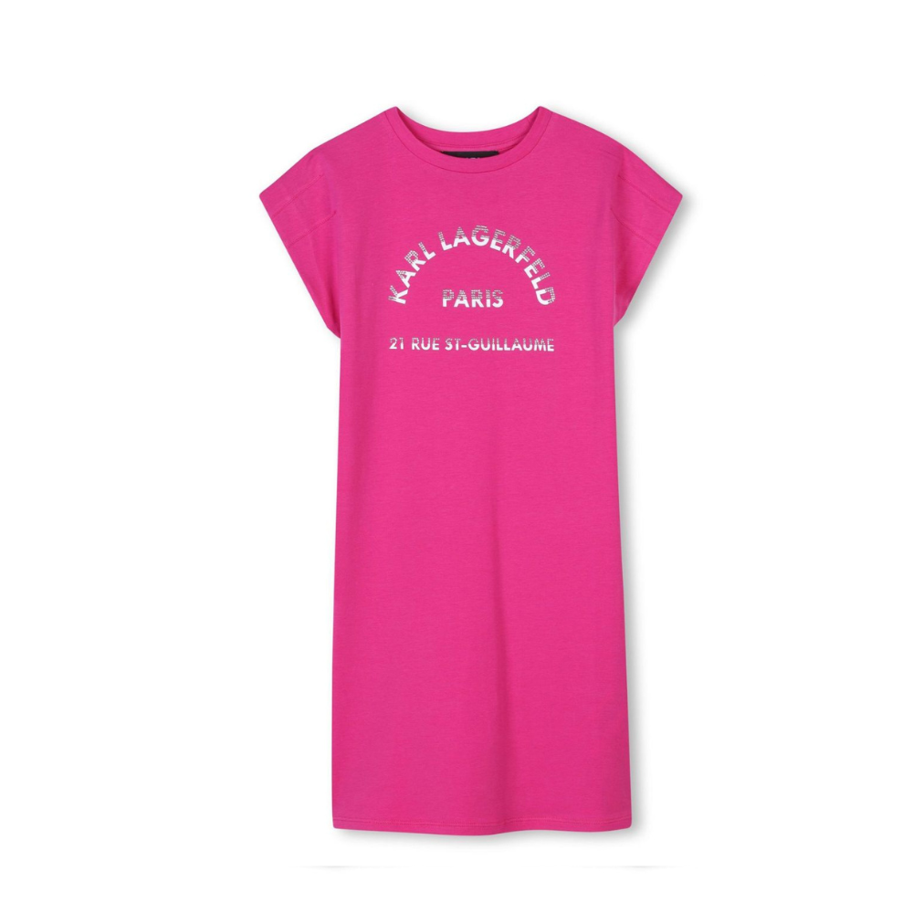 Abito per bambina Karl Lagerfeld Kids fucsia con stampa con logo Z30456 49J KARL LAGERFELD KIDS