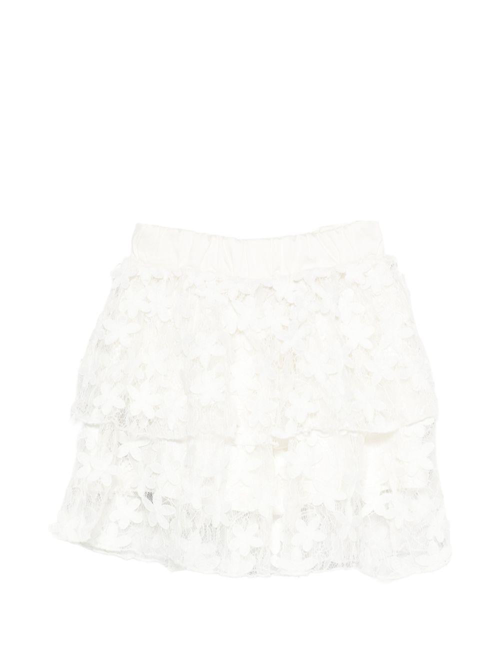 Gonna per bambina Balmain Kids bianca con dettagli floreali all-over BY7A91 U0263 100 BALMAIN KIDS