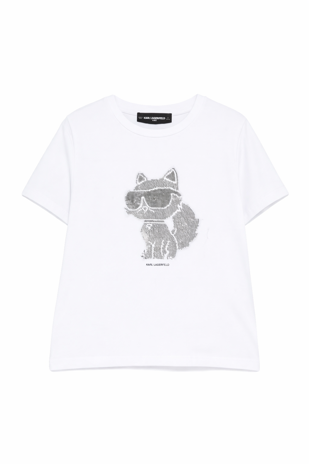 T-shirt per bambina Karl Lagerfeld Kids bianca con dettaglio in paillettes Z31153 10P KARL LAGERFELD KIDS