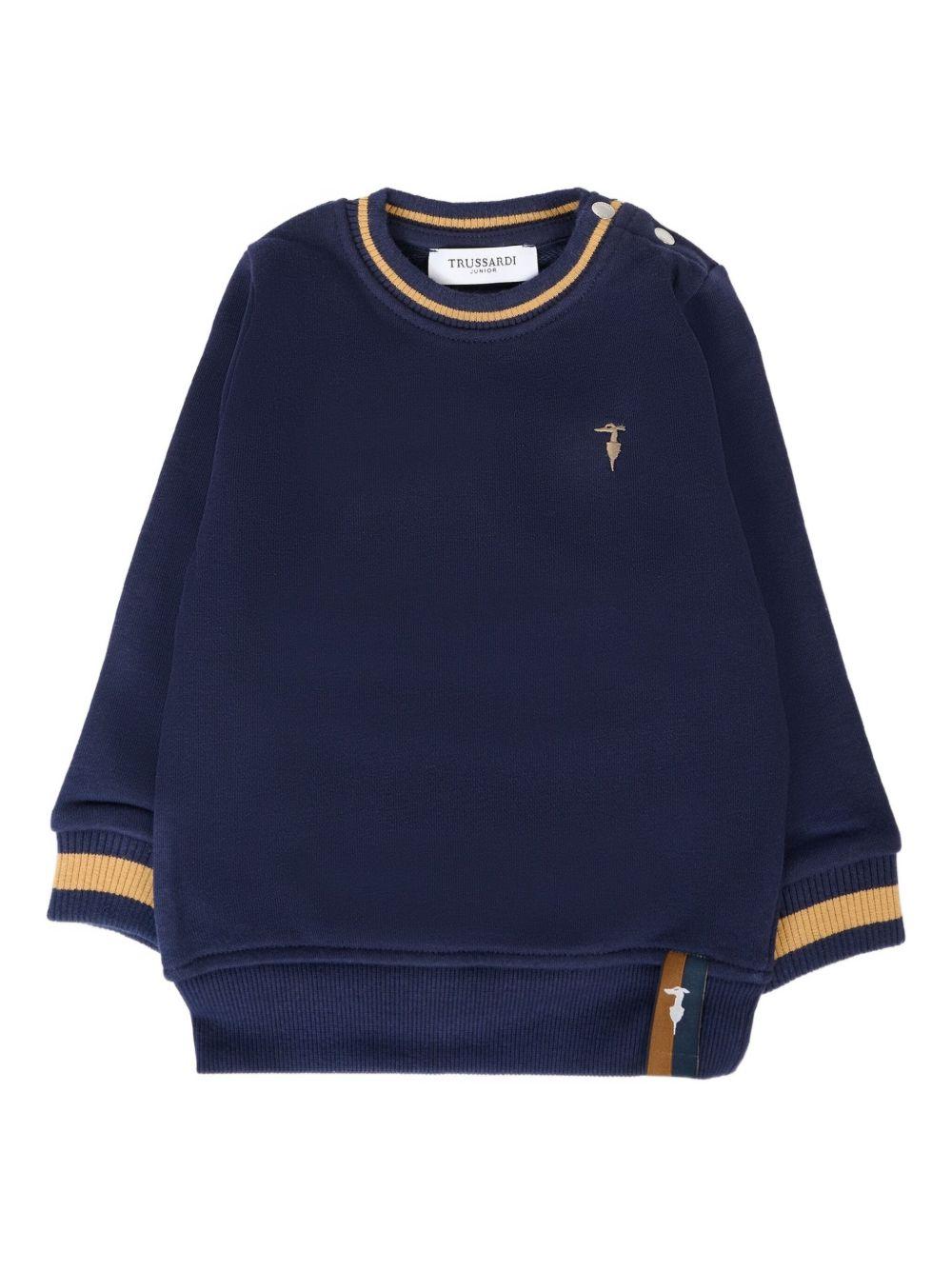 Felpa per neonato Trussardi Junior blu con bordi a coste TIA25080FE PEACOAT TRUSSARDI JUNIOR