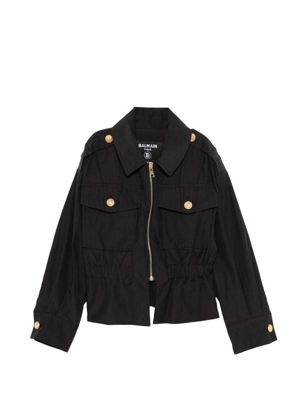 Giubbino per bambina Balmain Kids nero con bottoni color oro BY2A87 B0094 930 BALMAIN KIDS