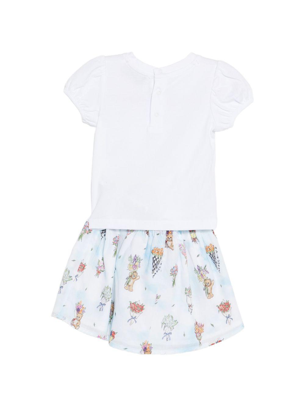 Set t-shirt e gonna per neonata Moschino Kids multicolore con ricamo Teddy Bear MDG01RL1B13 83281 MOSCHINO KIDS