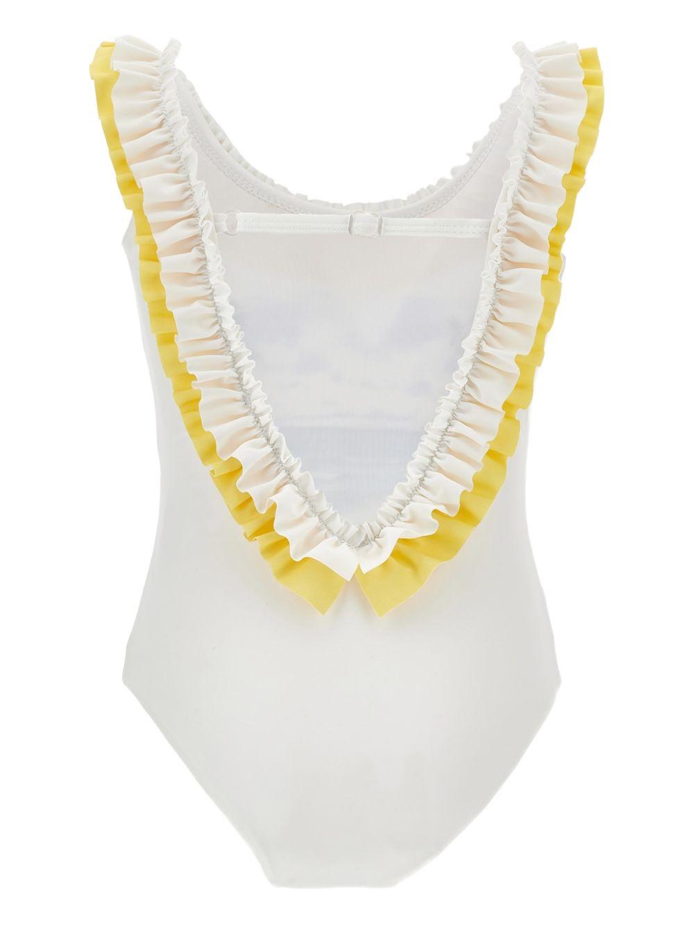 Costume intero per bambina Monnalisa bianco con stampa grafica 19G007 7038 0099 MONNALISA KIDS
