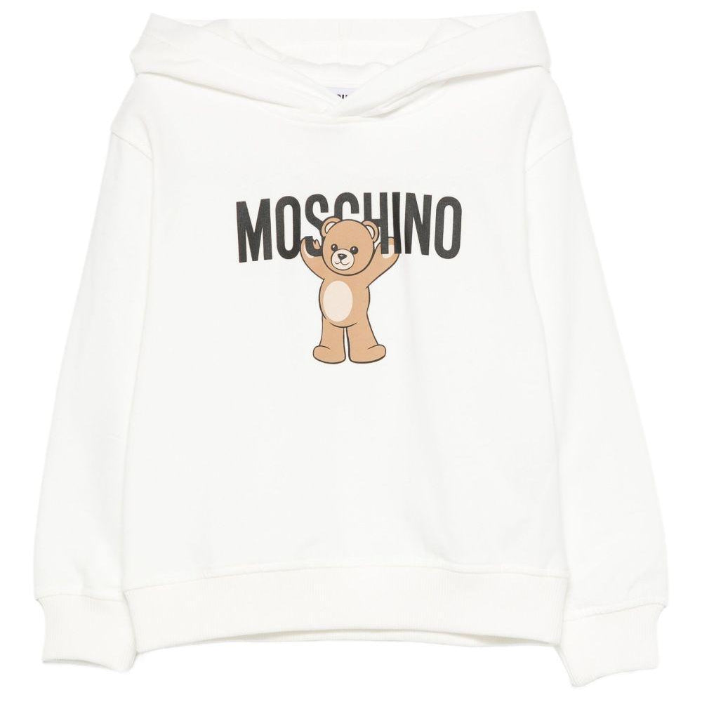 Felpa per bambini Moschino Kids bianca con stampa Teddy Bear HUF09FLCA40 10063 MOSCHINO KIDS