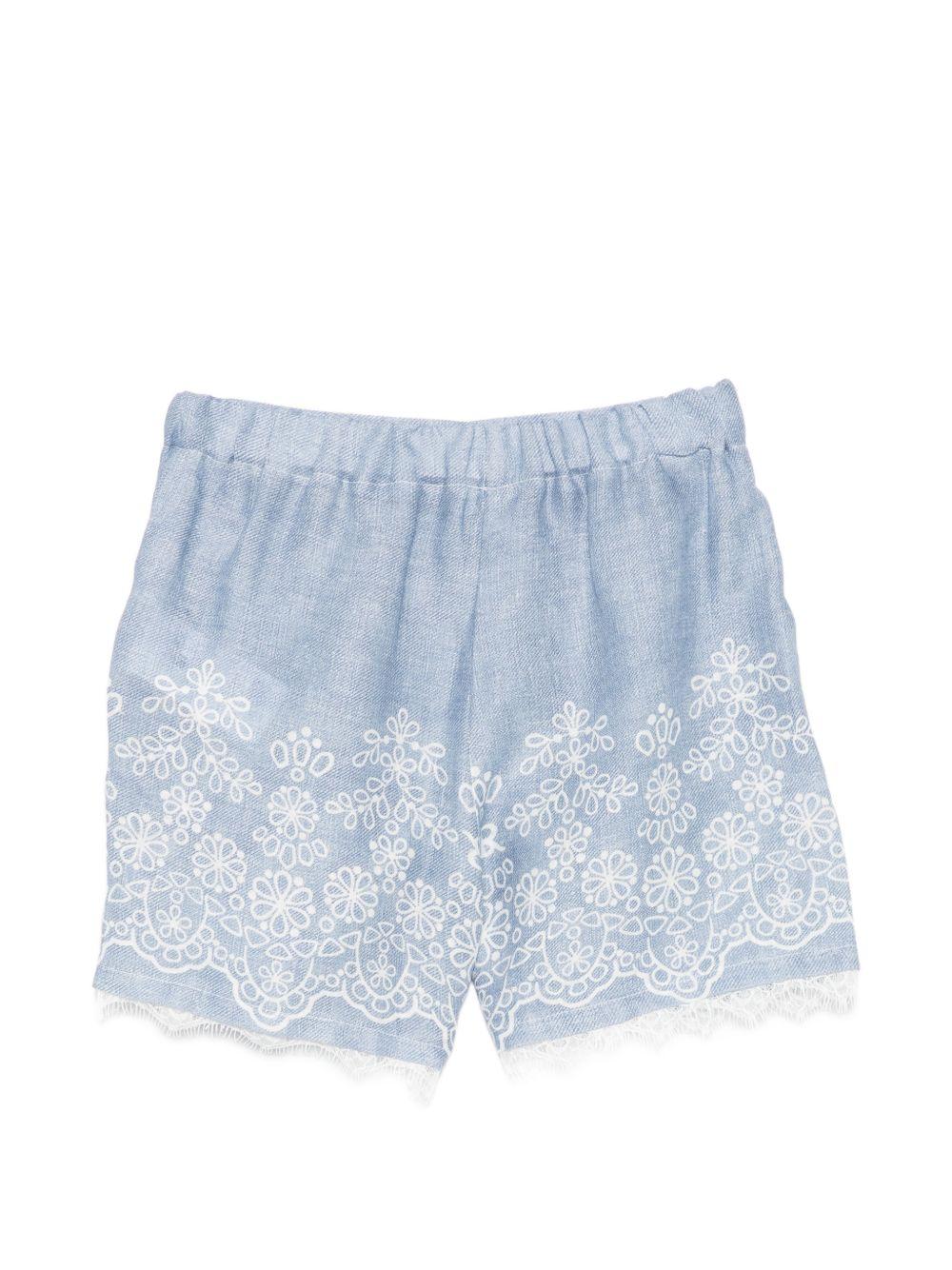 Shorts per bambina Ermanno Scervino Junior in denim con ricamo all-over Z1G414 7672 0062 ERMANNO SCERVINO JUNIOR