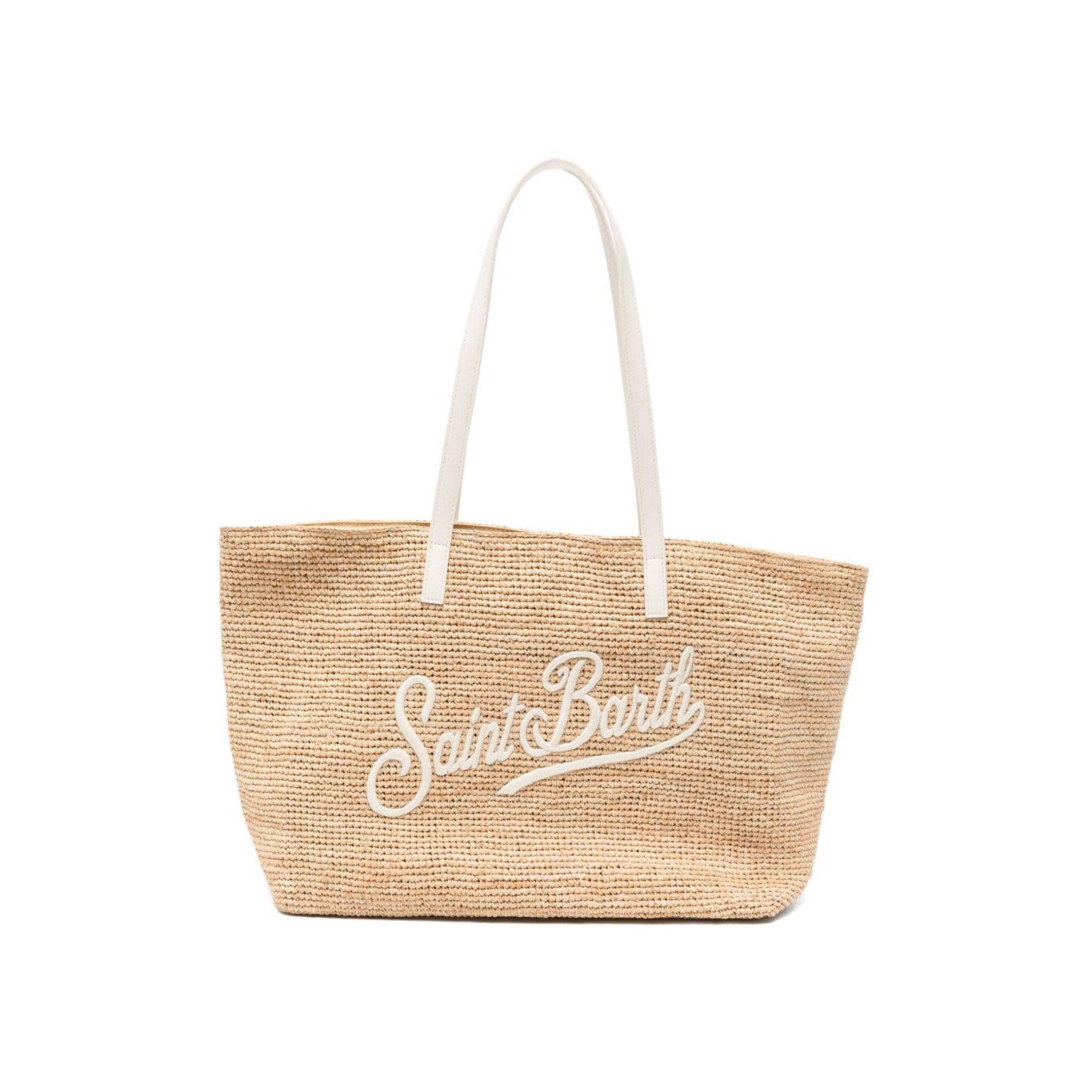 Borsa Rafia City MC2 Saint Barth beige con ricamo logo RAFC001 00200L MC2 ST. BARTH KIDS