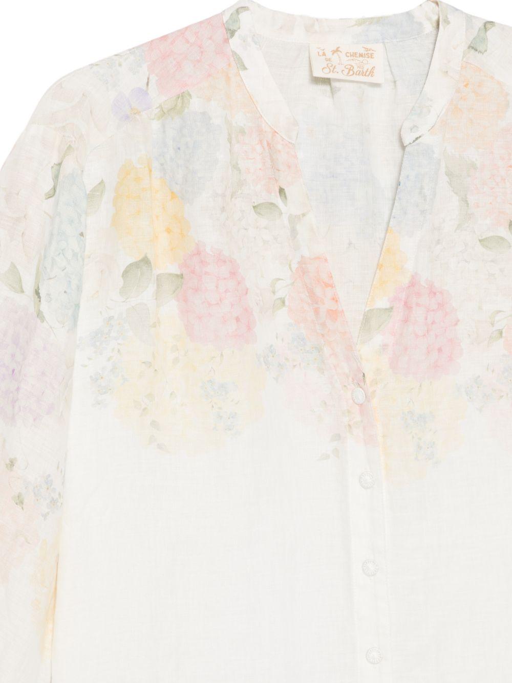 Camicia da donna MC2 Saint Barth bianca con stampa floreale LIO0001 01889L MC2 ST. BARTH