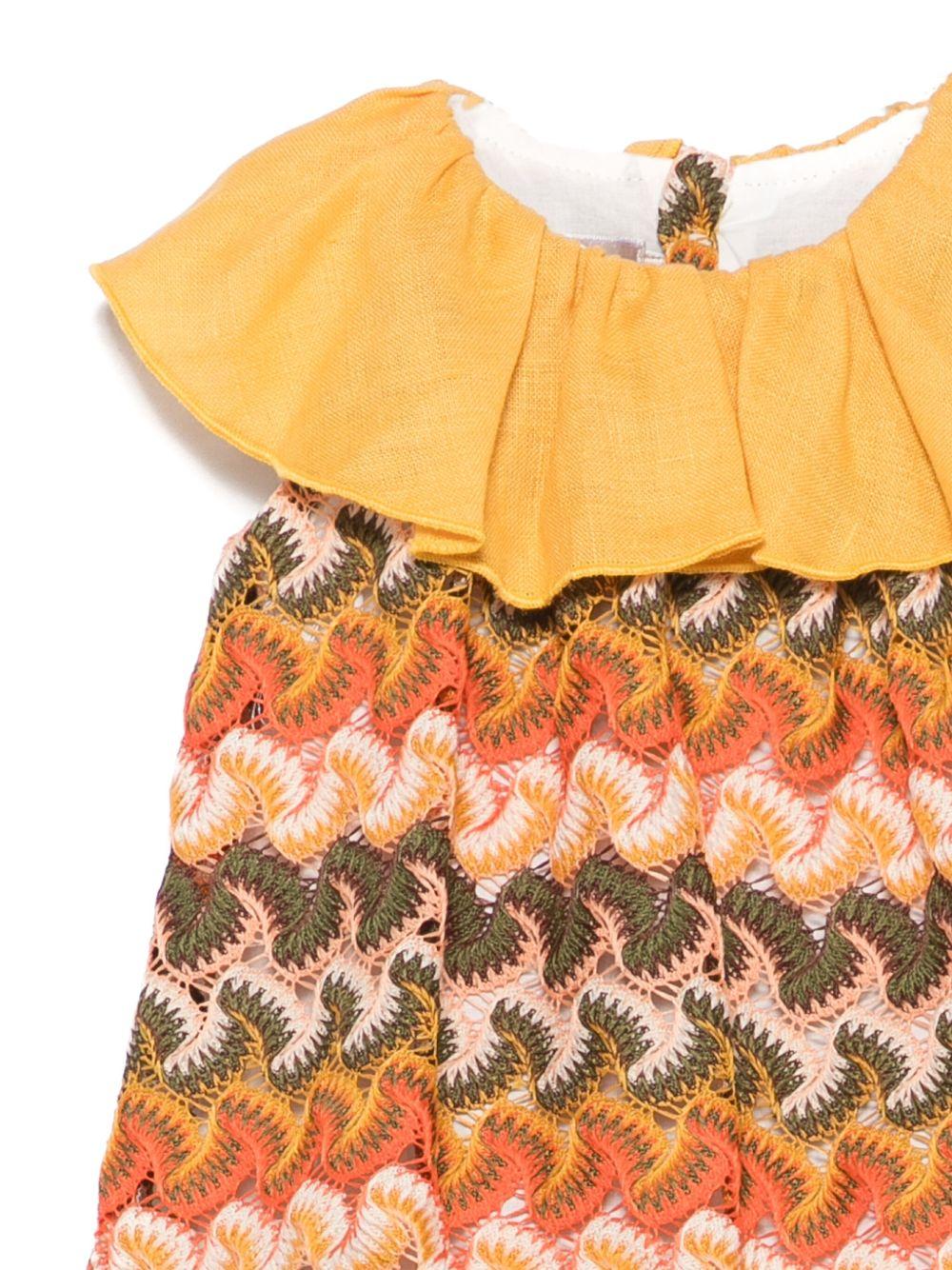 Tutina per neonata La Stupenderia multicolor in maglia con colletto con increspature TBPG50 M10 LA STUPENDERIA KIDS