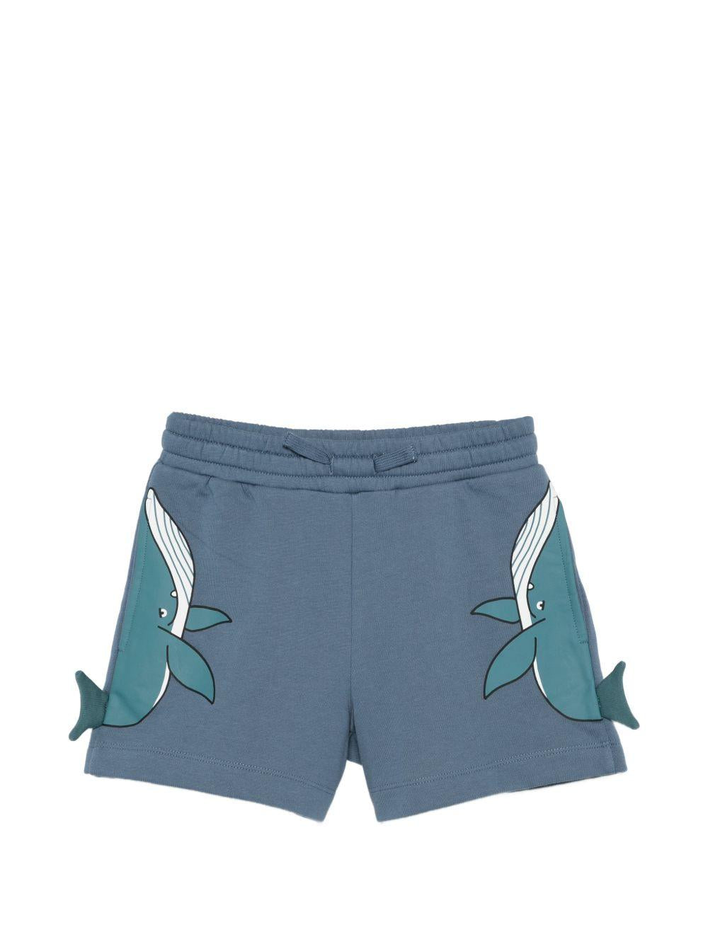 Shorts per bambino Stella McCartney Kids blu con dettagli balena TY6P99 Z3409 61B STELLA McCARTNEY KIDS