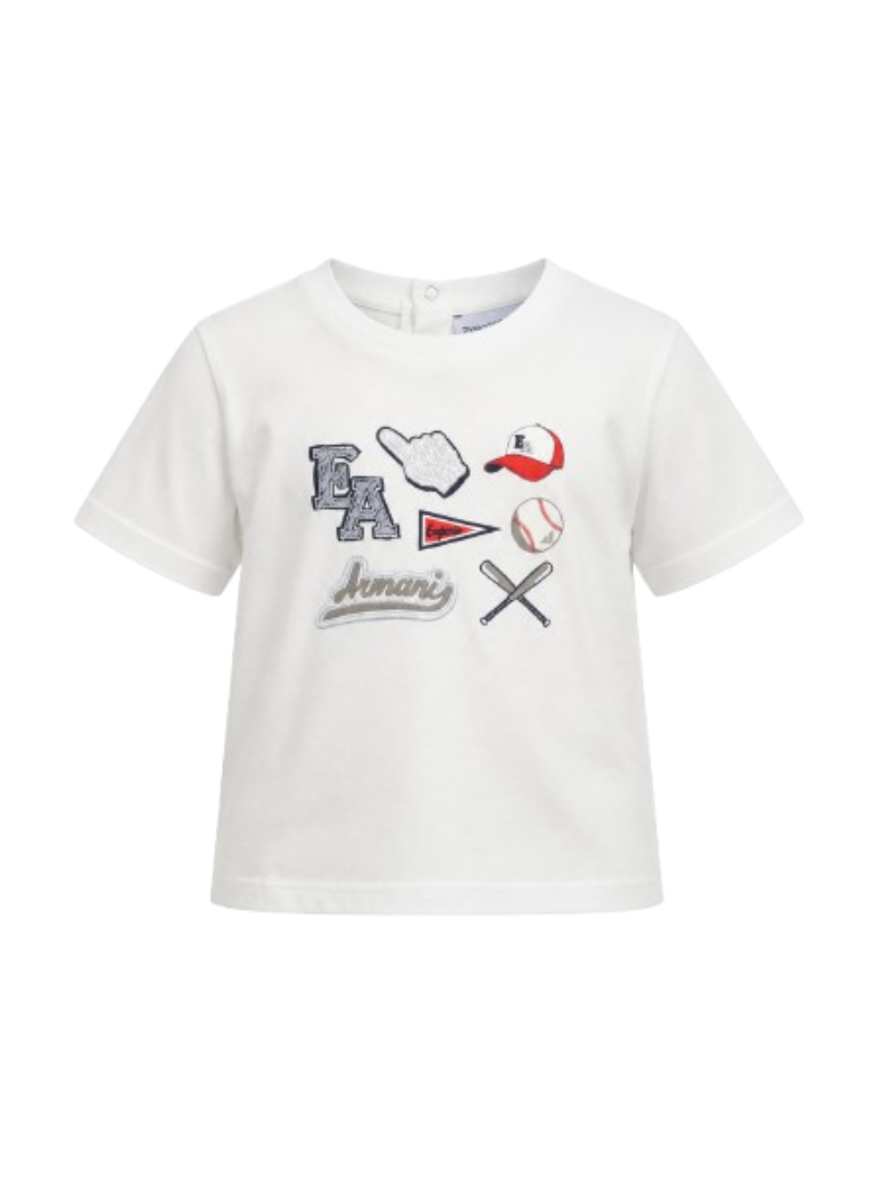 T-shirt per neonato Emporio Armani Kids bianca con stampa grafica sul davanti EB001078 AF21820 U0003 EMPORIO ARMANI KIDS