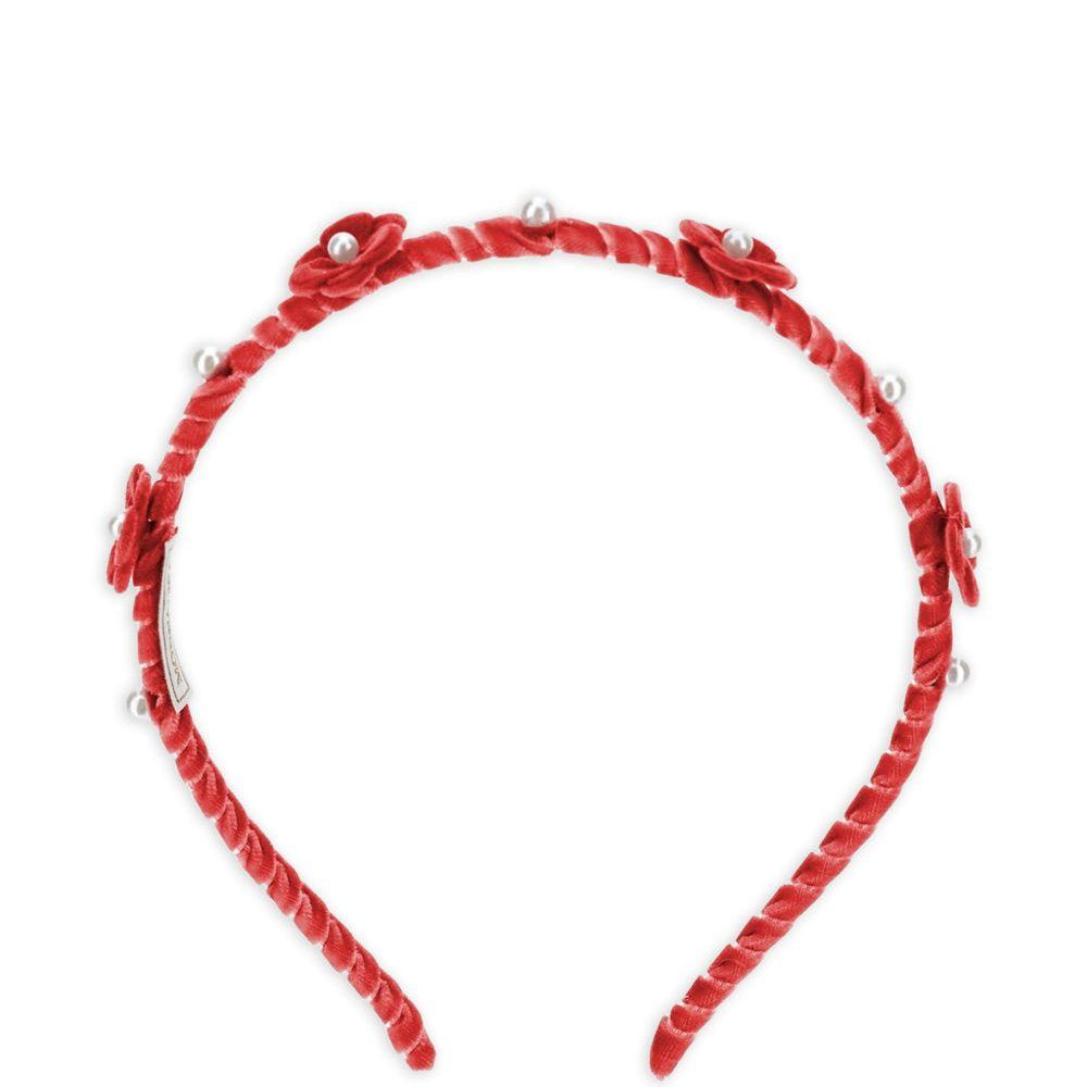Cerchietto per capelli per bambina Monnalisa Kids rosso con effetto in velluto 17H003 8058 0043 MONNALISA KIDS