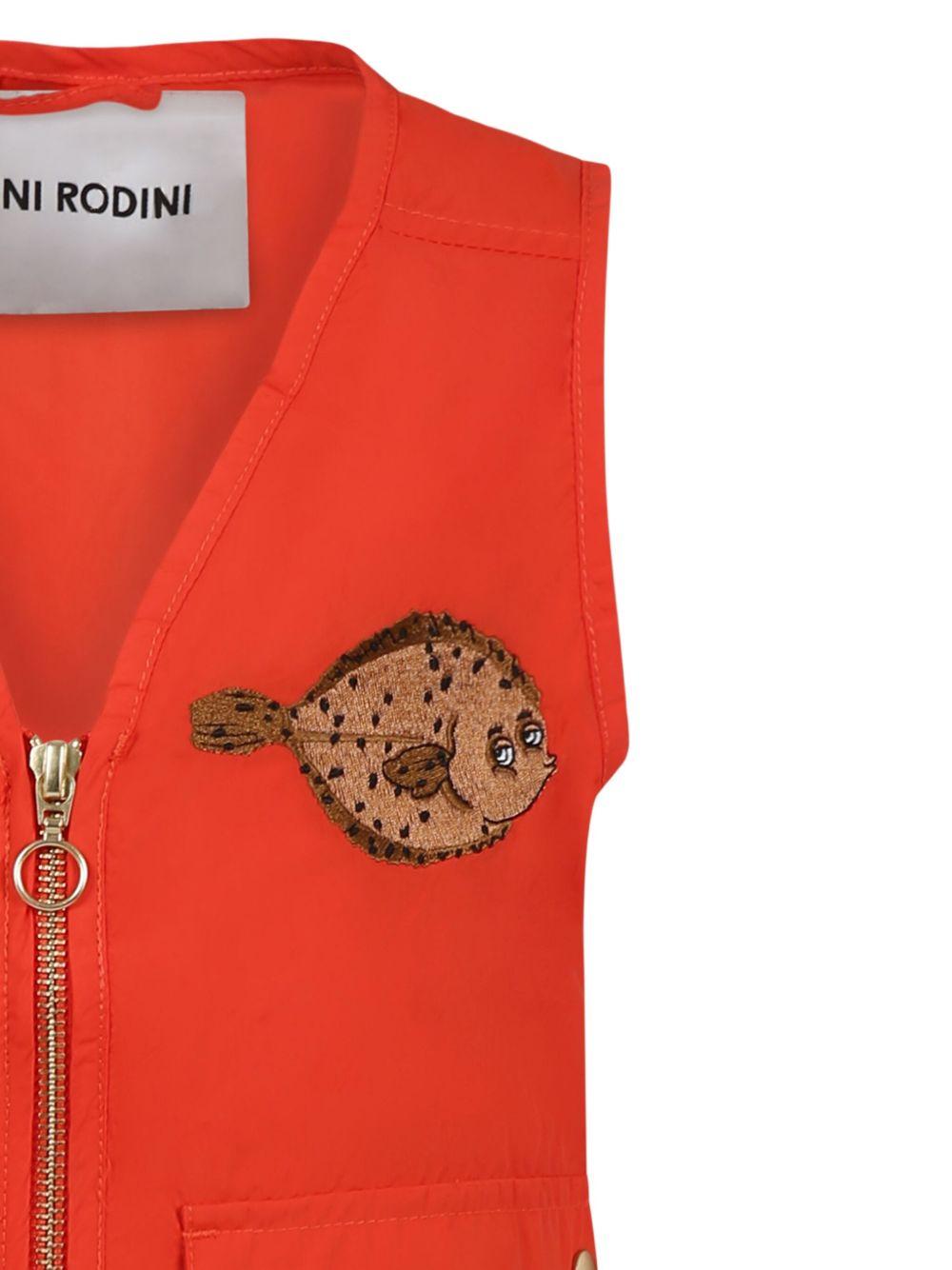 Gilet con tasche per bambino Mini Rodini rosso con motivo con ricamo 2521010042 RED MINI RODINI