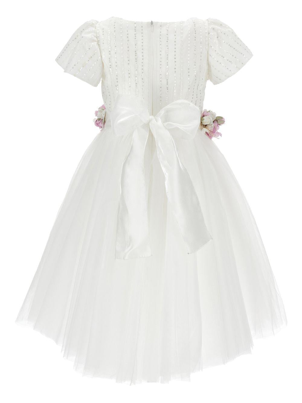 Abito per bambina Monnalisa bianco con applicazione floreale 79G914 7743 0163 MONNALISA KIDS