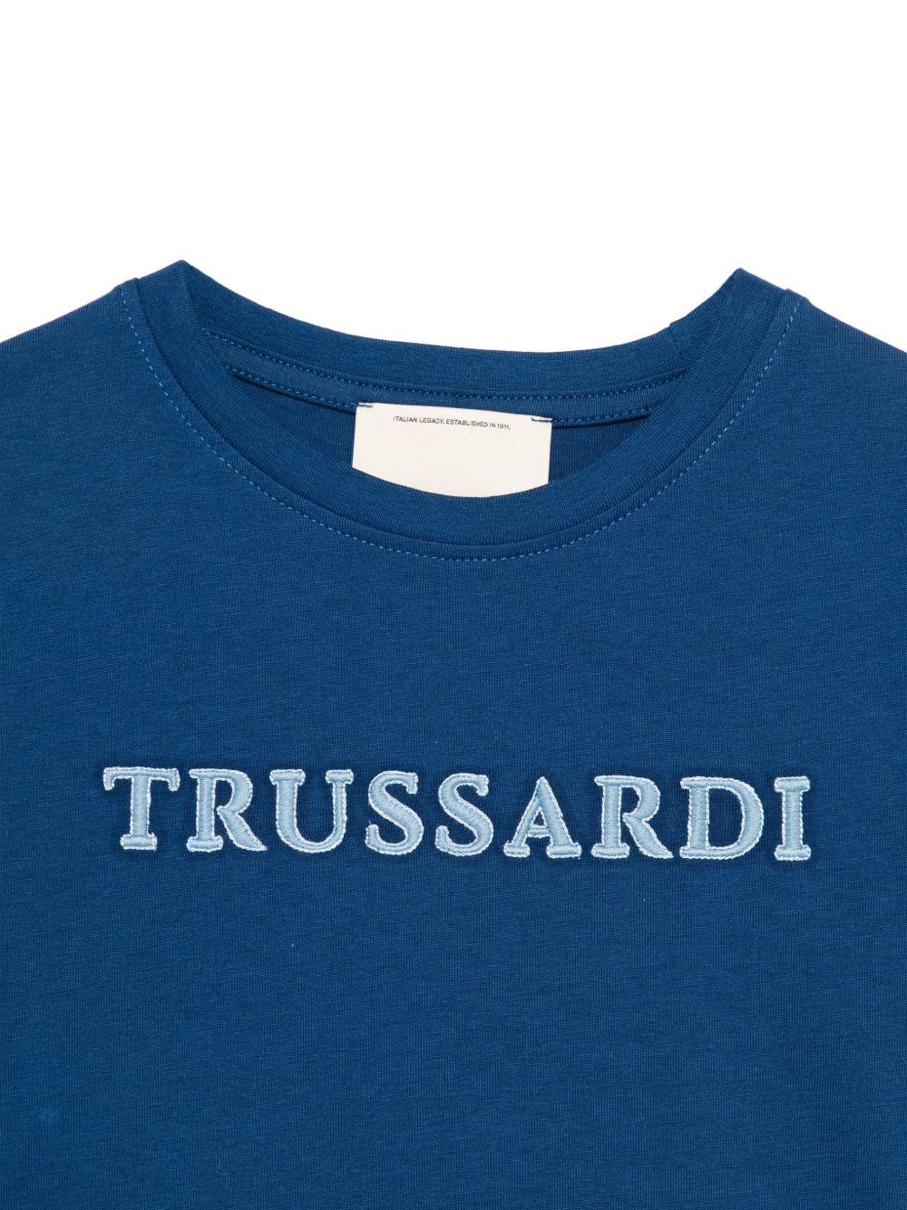 T-shirt per bambino TRUSSARDI JUNIOR blu con dettaglio logo TBP26038TS BLUE EST. TRUSSARDI KIDS