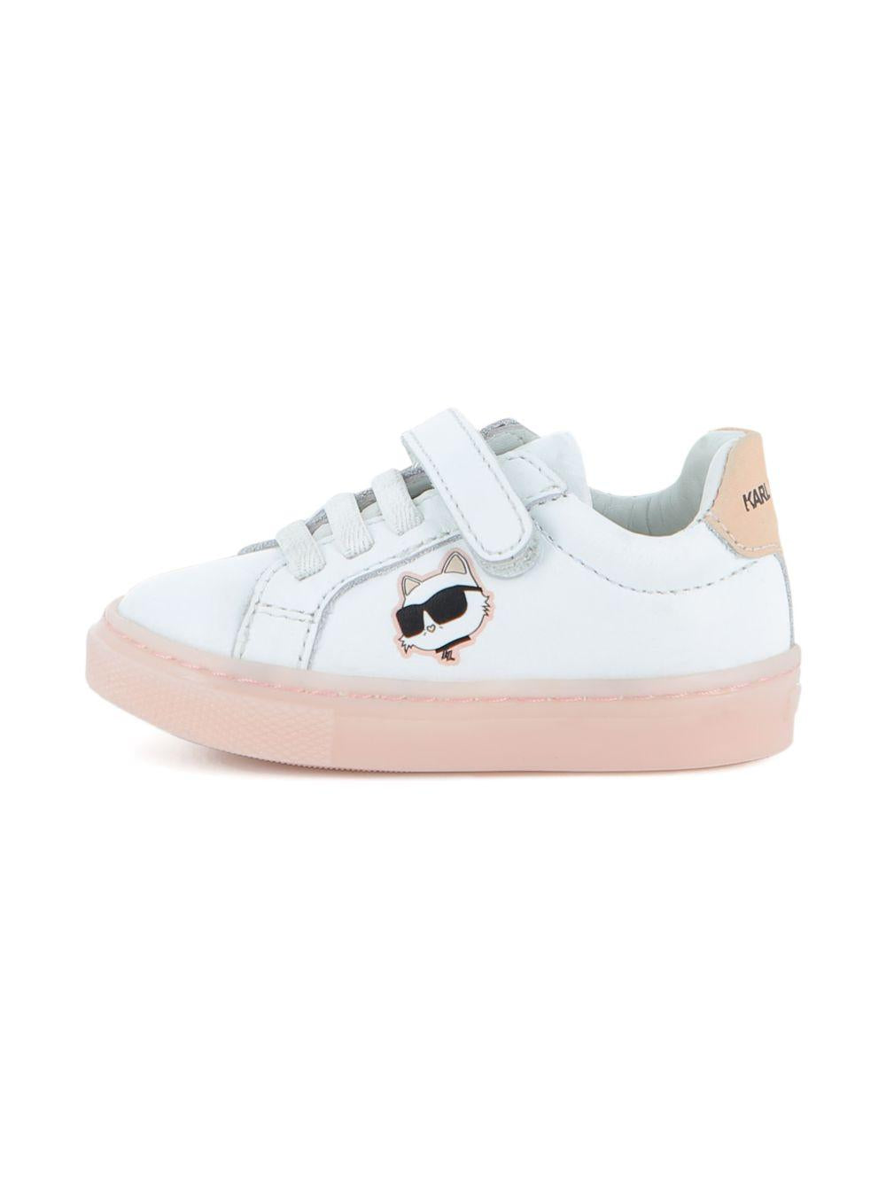 Sneakers per bambina Karl Lagerfeld Kids bianche con cinturino applicato Z31184 10P KARL LAGERFELD KIDS