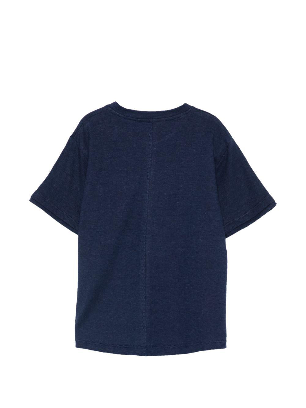T-shirt per bambino Paolo Pecora Kids blu scuro con cuciture tono su tono PP4366 BLU PAOLO PECORA KIDS