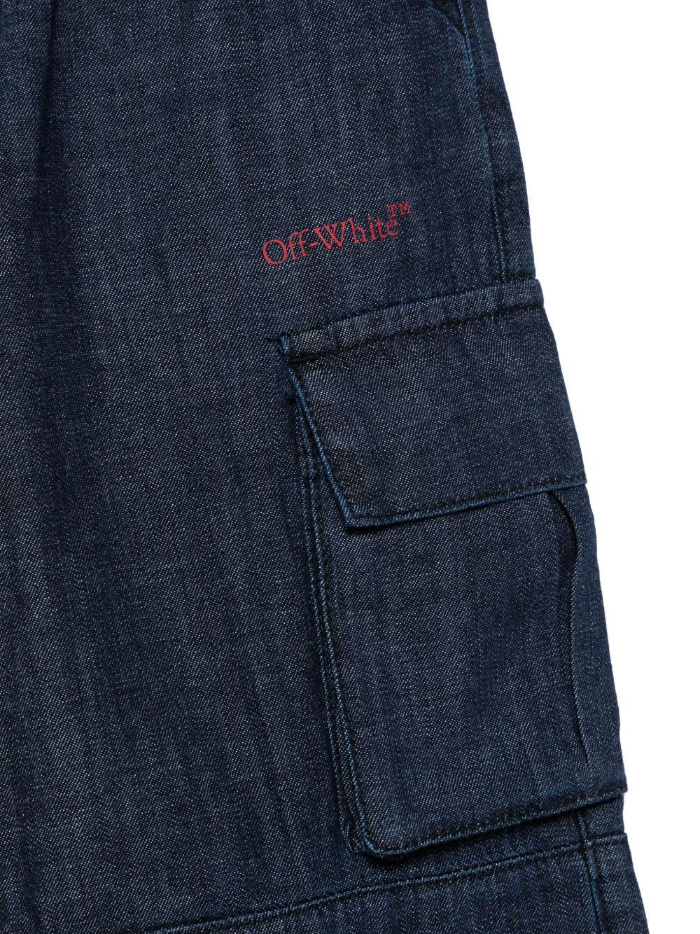 Jeans per bambino Off-White Kids denim cargo con patta nascosta OBYB002S25DEN001 4926 OFF WHITE KIDS