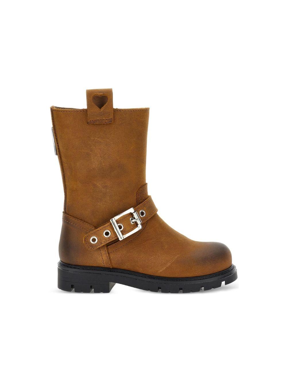 Stivaletto in pelle per bambina Monnalisa Kids marrone con fibbia 8CH016 8790 0006 MONNALISA KIDS